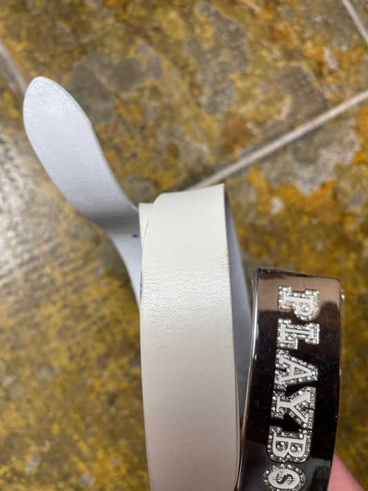 PLayboy Leather Belt 2004 White Deadstock 2000s y2k