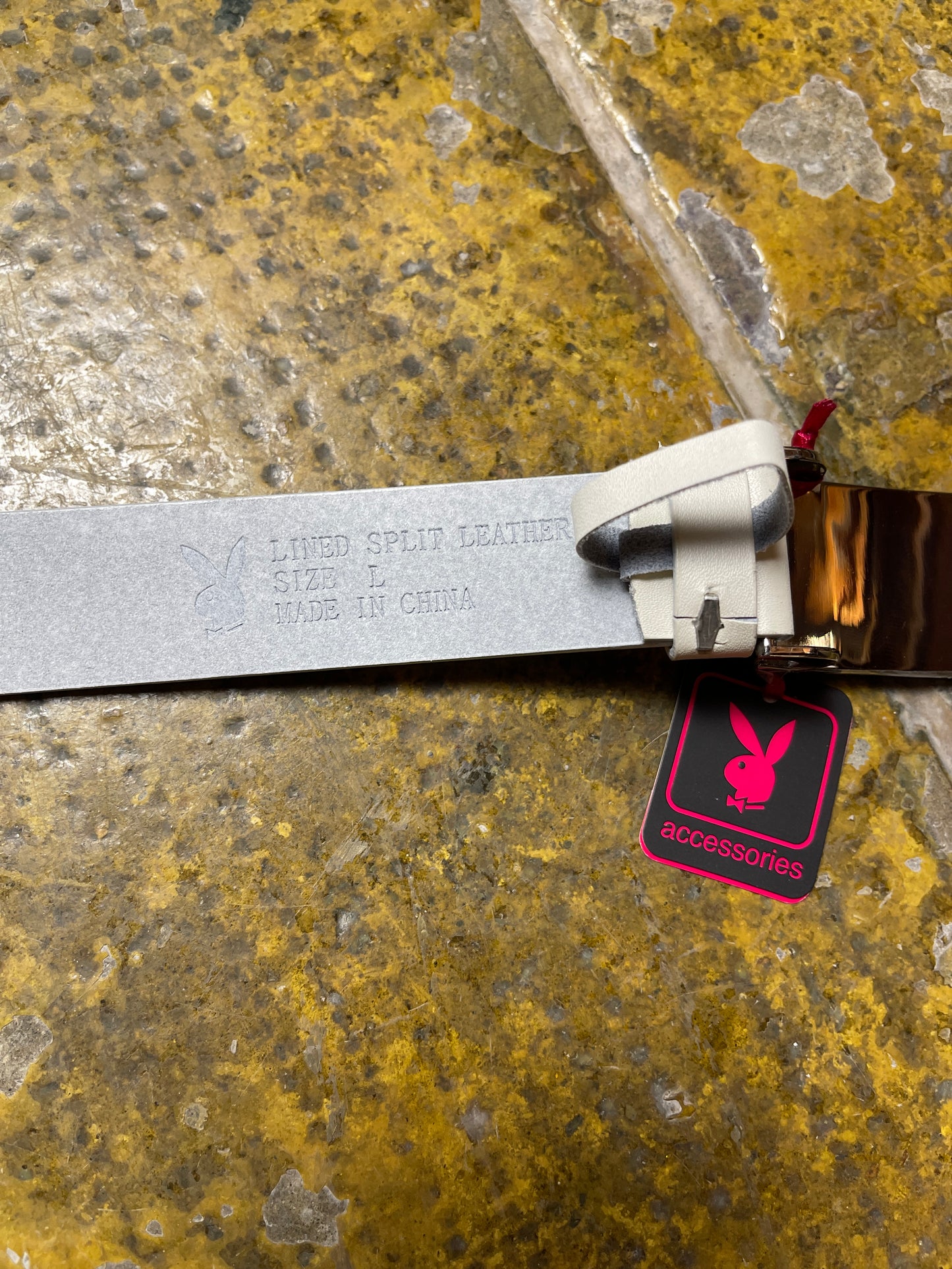 PLayboy Leather Belt 2004 White Deadstock 2000s y2k