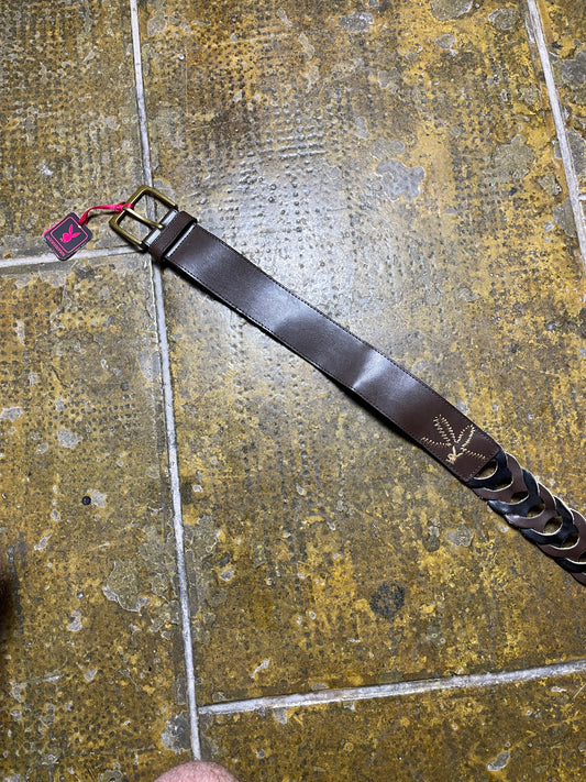 Playboy Leather Belt Brown Boho 2004 y2k