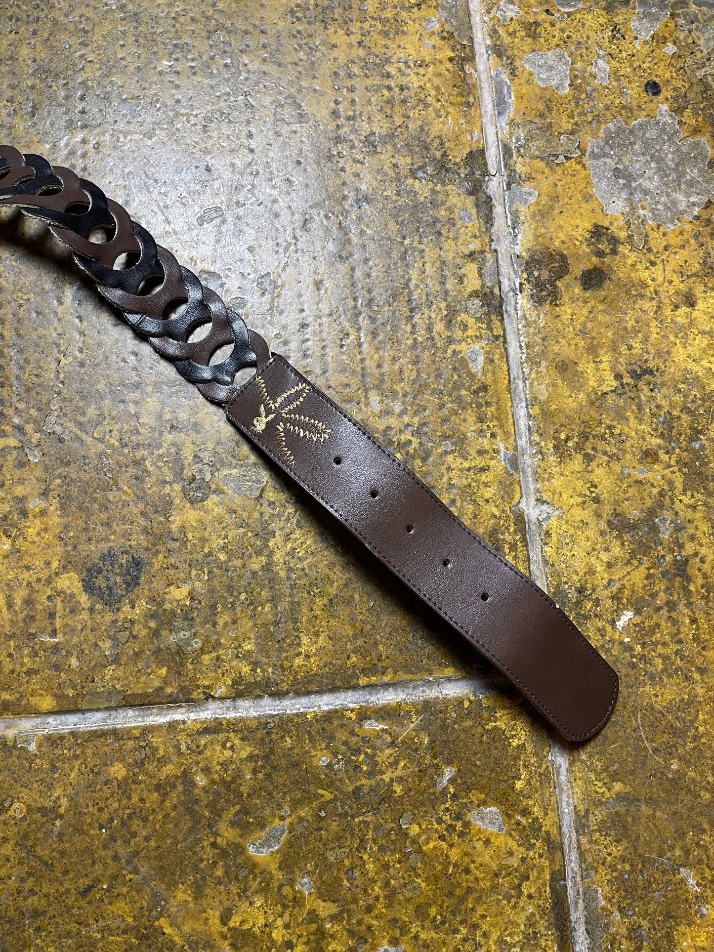 Playboy Leather Belt Brown Boho 2004 y2k
