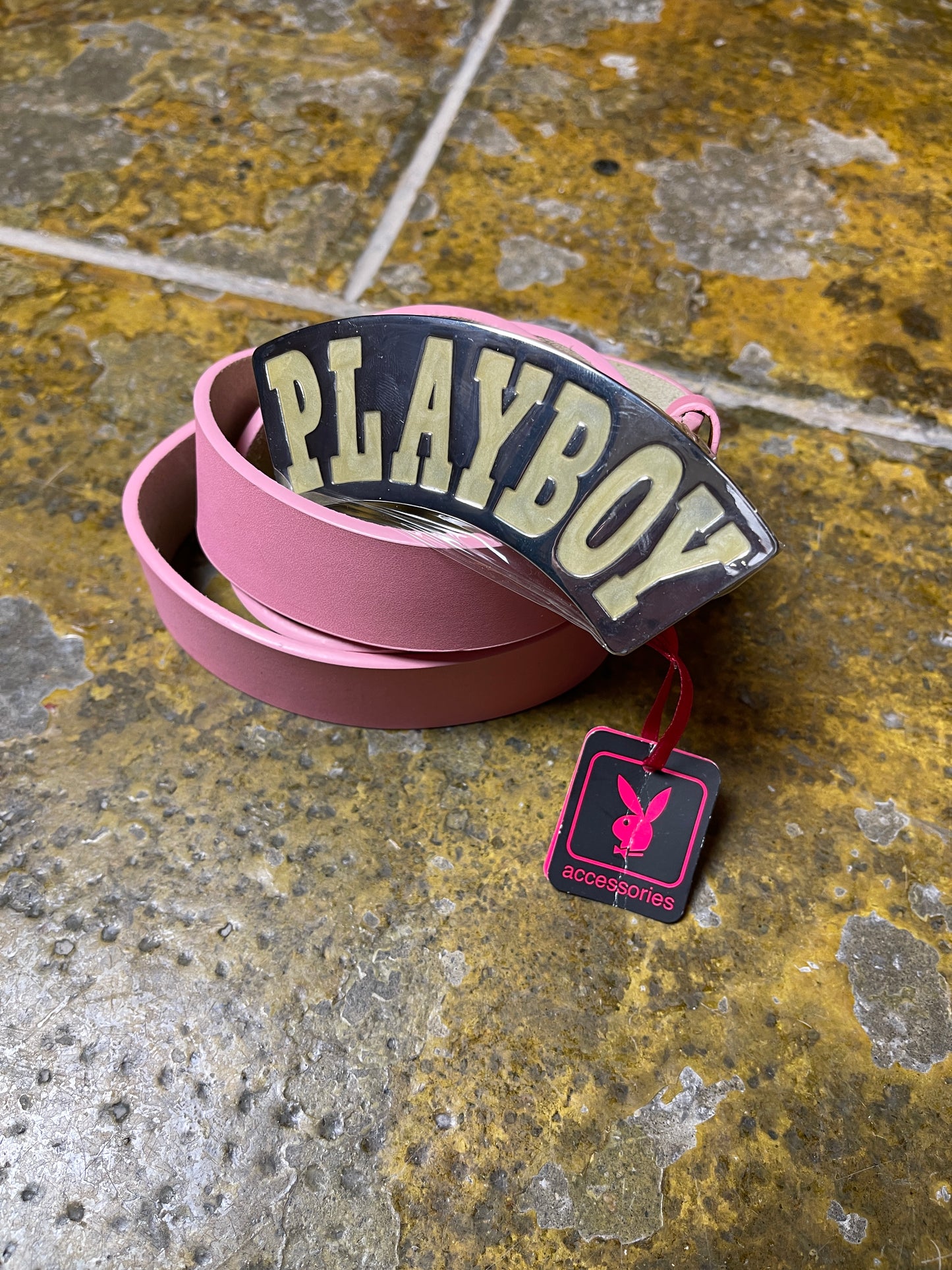 Playboy Leather Belt 2004 Pink 2000s y2k Big Buckle