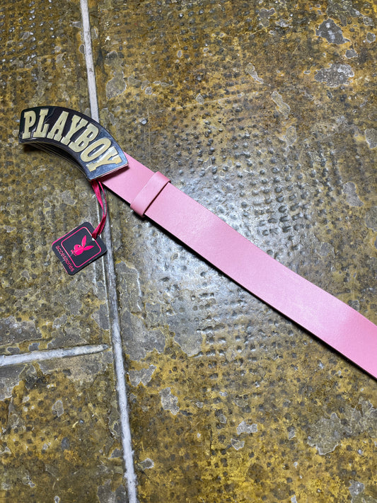 Playboy Leather Belt 2004 Pink 2000s y2k Big Buckle