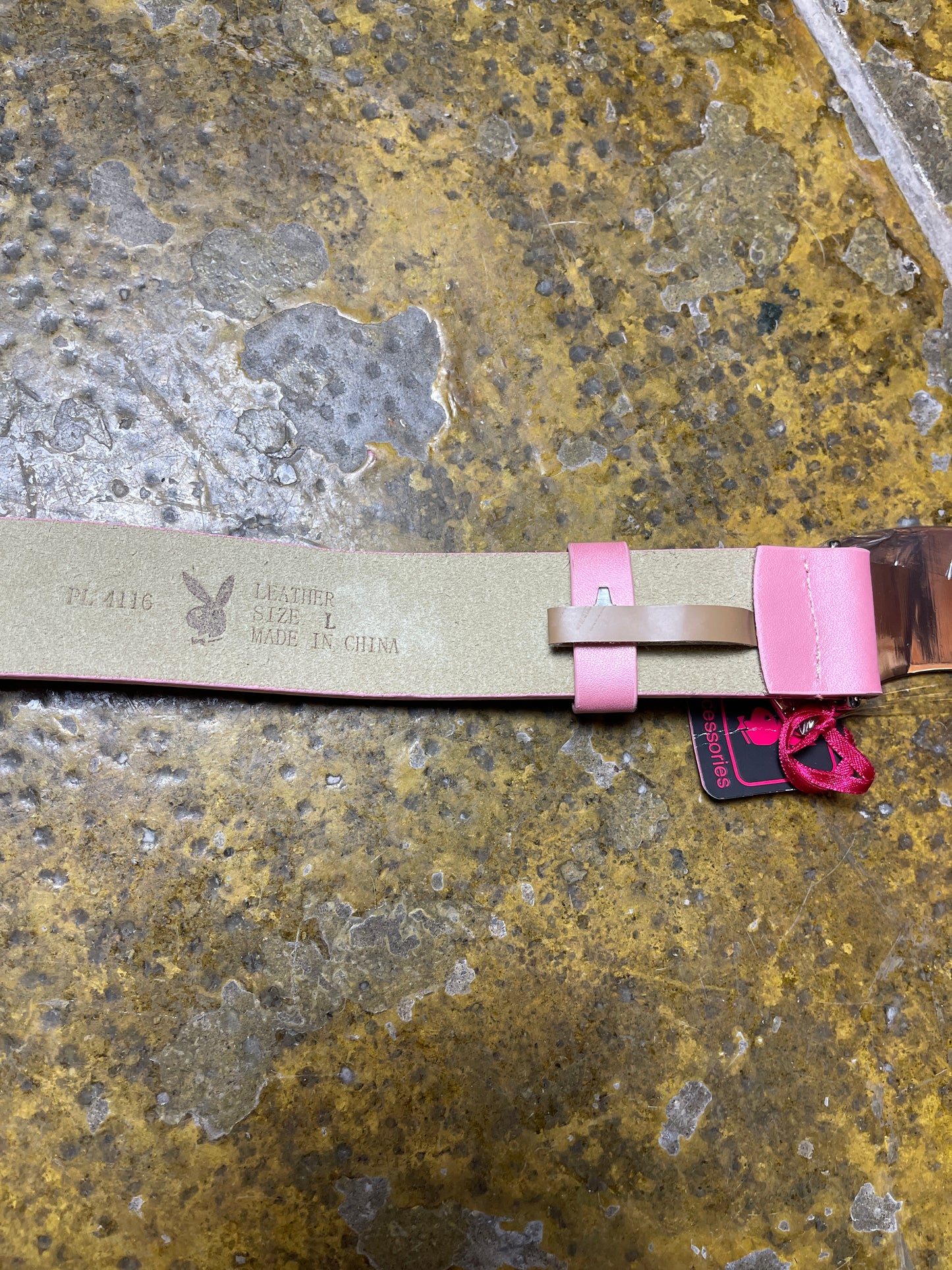 Playboy Leather Belt 2004 Pink 2000s y2k Big Buckle