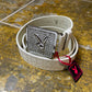 Playboy Leather Belt White Silver Big Buckle 2004 y2k