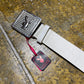 Playboy Leather Belt White Silver Big Buckle 2004 y2k