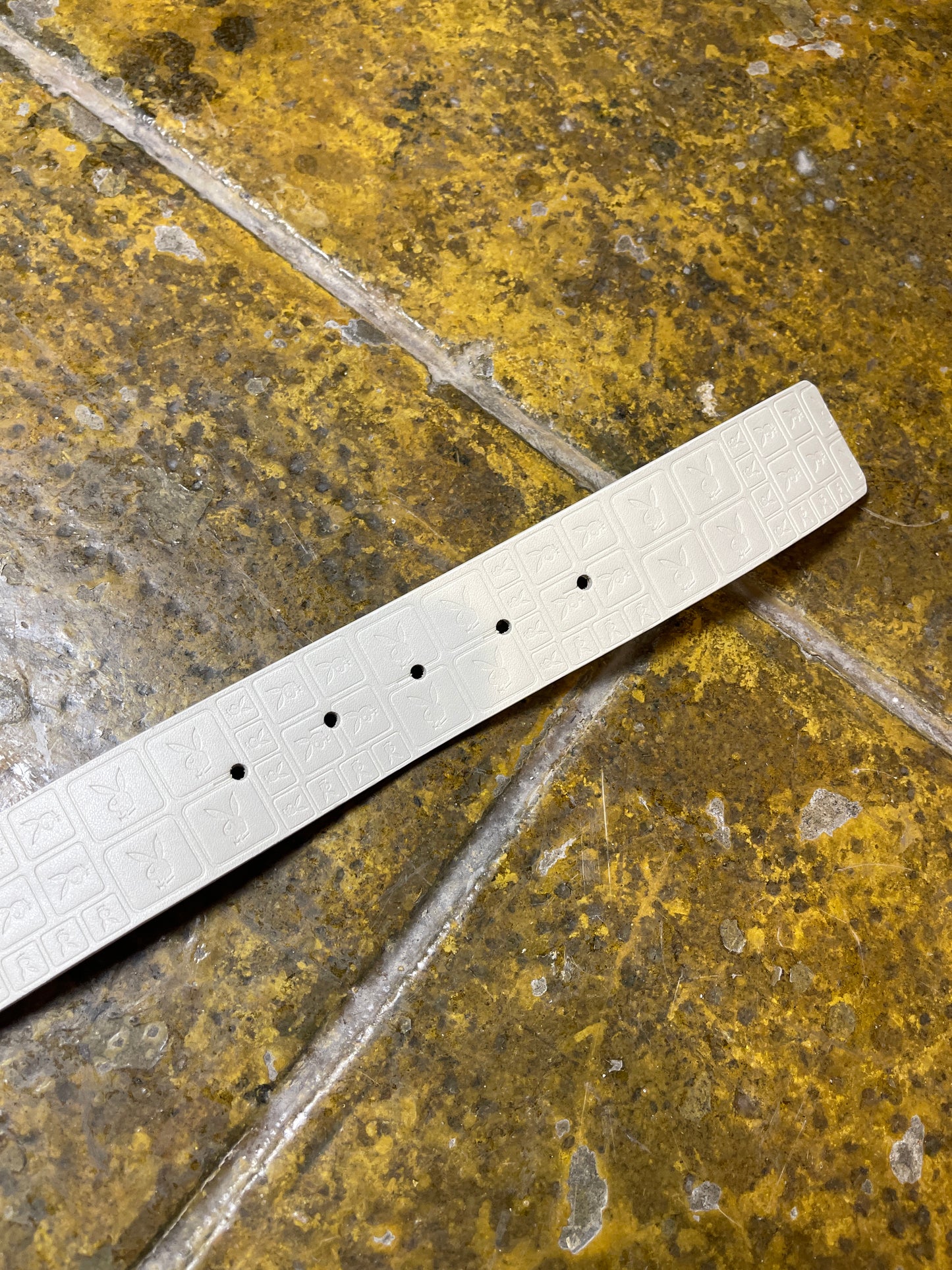 Playboy Leather Belt White Silver Big Buckle 2004 y2k