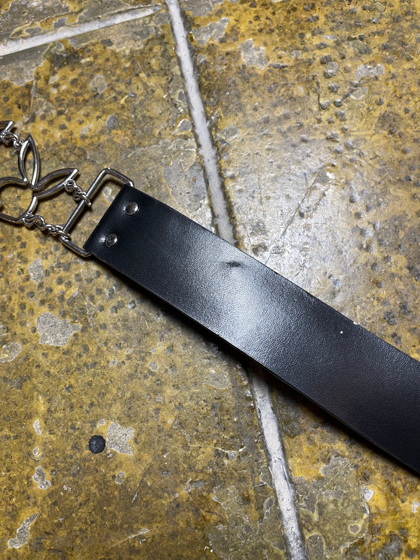 Playboy Leather Belt Black Silver Metal 2004 y2k