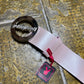 Playboy Leather Belt Rose Big Buckle Silver Metal 2004 y2k