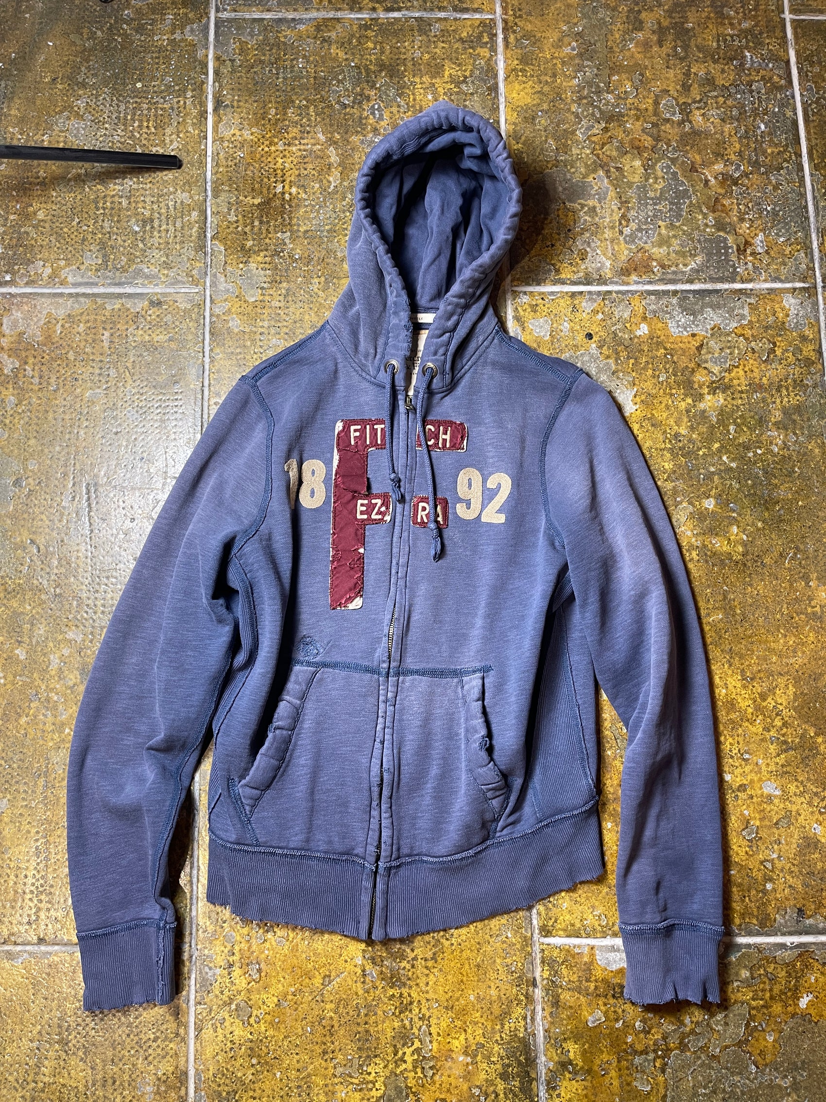 Abercrombie & Fitch Zip Through Hoodie Sweatshirt Chunky 2000s y2k Navy - L