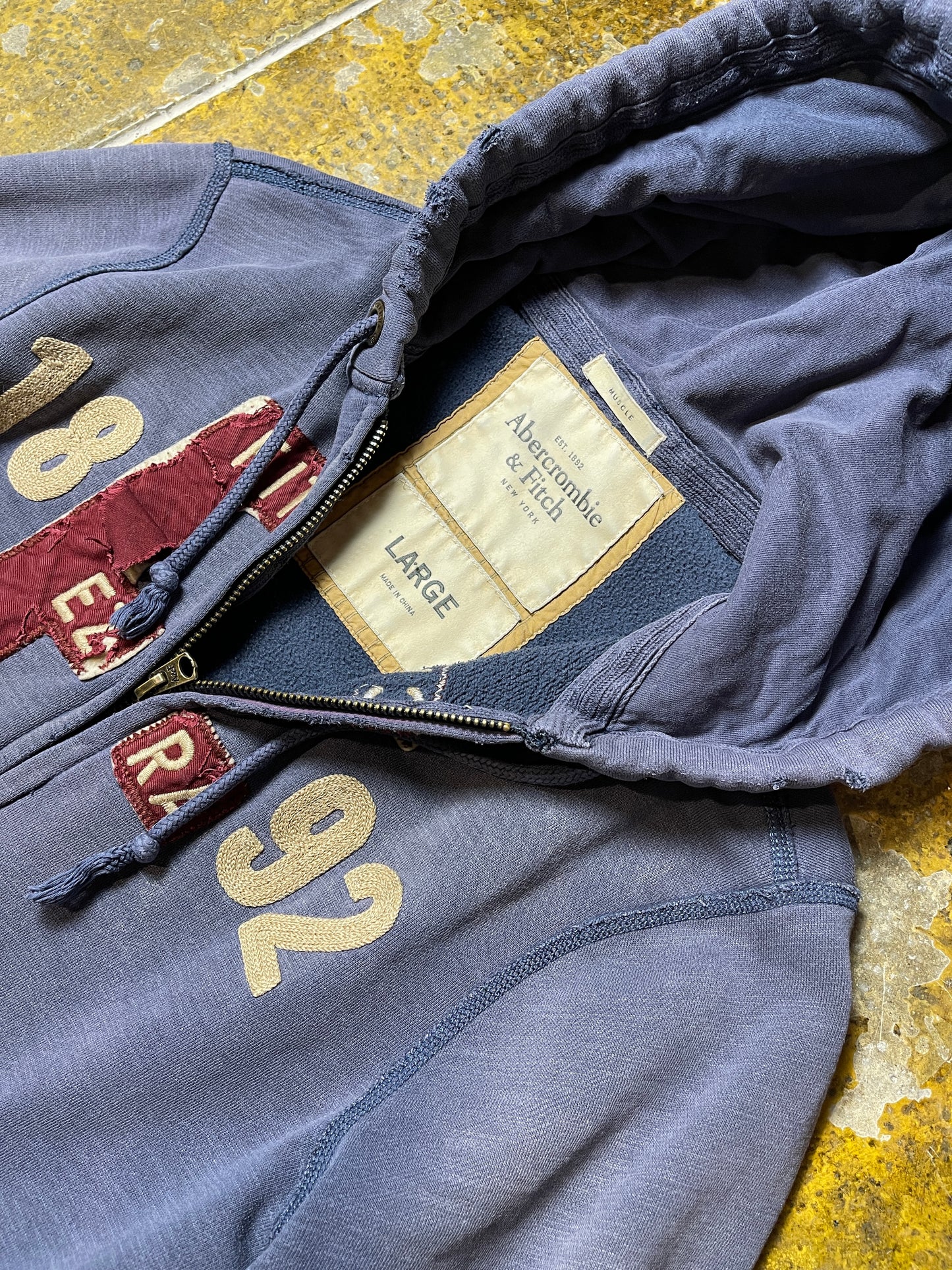 Abercrombie & Fitch Zip Through Hoodie Sweatshirt Chunky 2000s y2k Navy - L