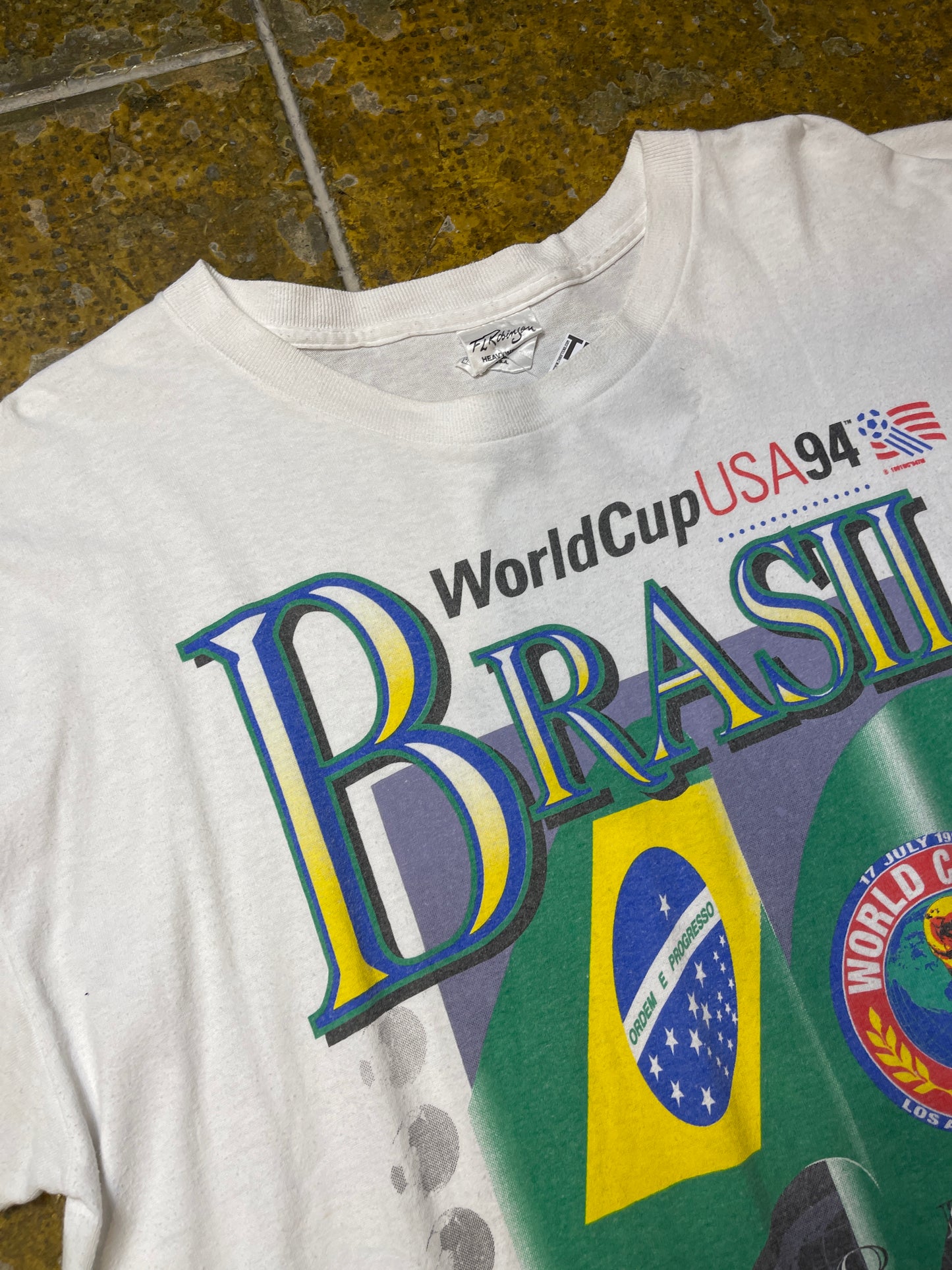 Vintage World Cup USA Brasil 1994 T-Shirt White Football - XL/XXL