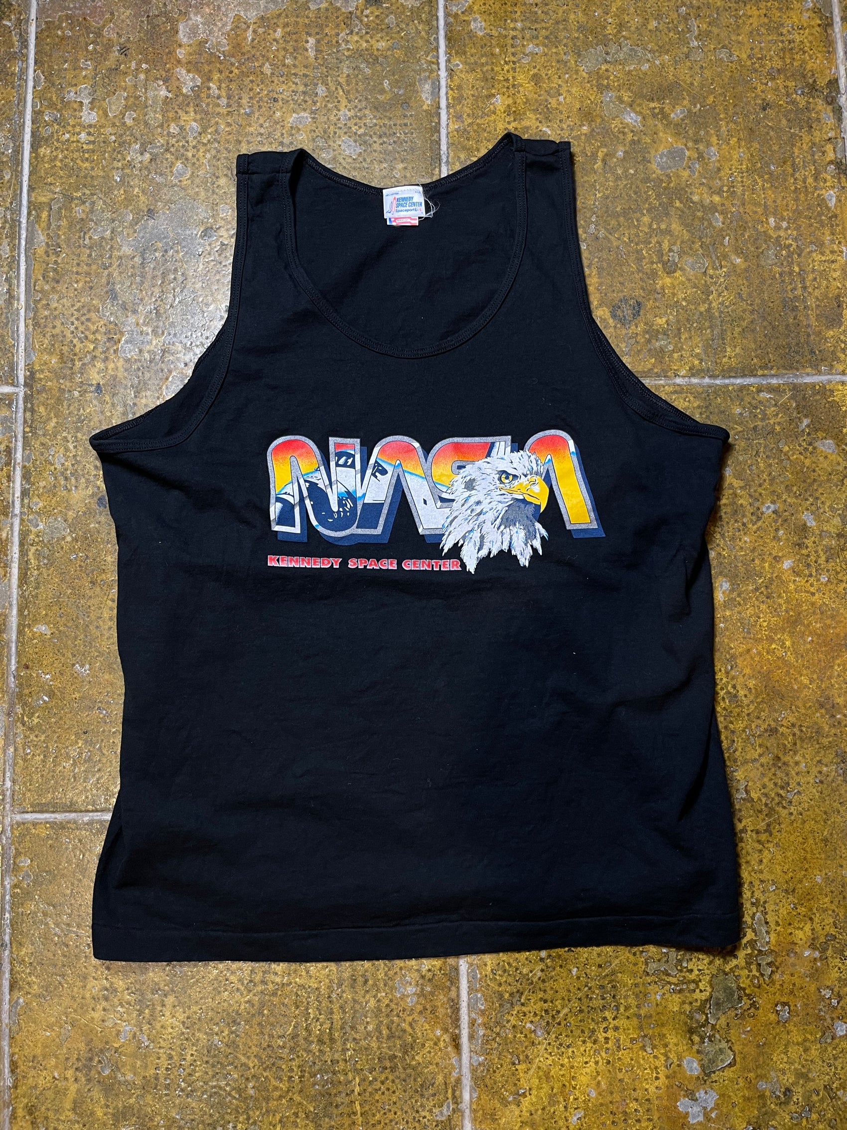 Vintage NASA Kennedy Space Center Tank Top Black 1980s - XL
