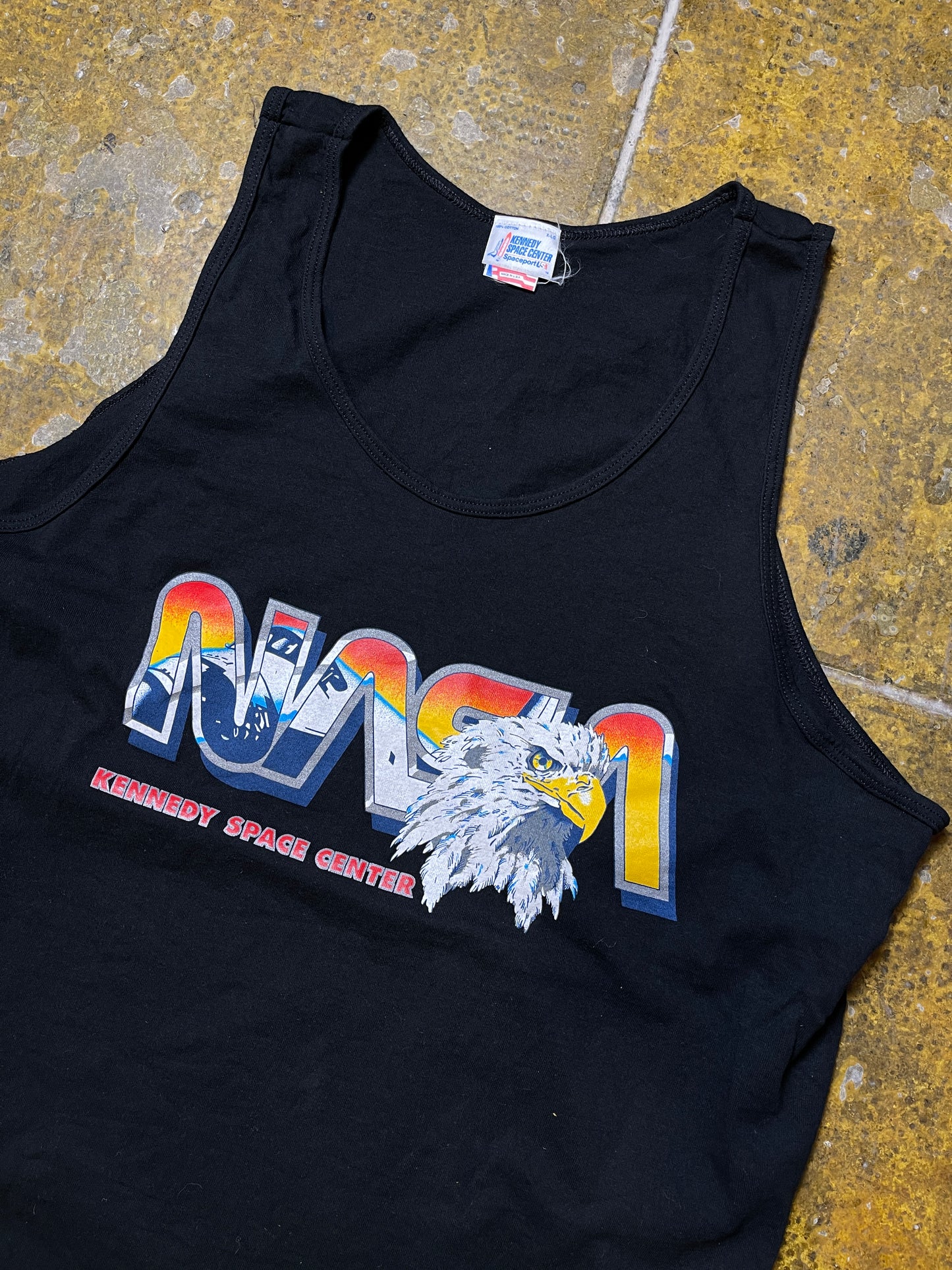 Vintage NASA Kennedy Space Center Tank Top Black 1980s - XL
