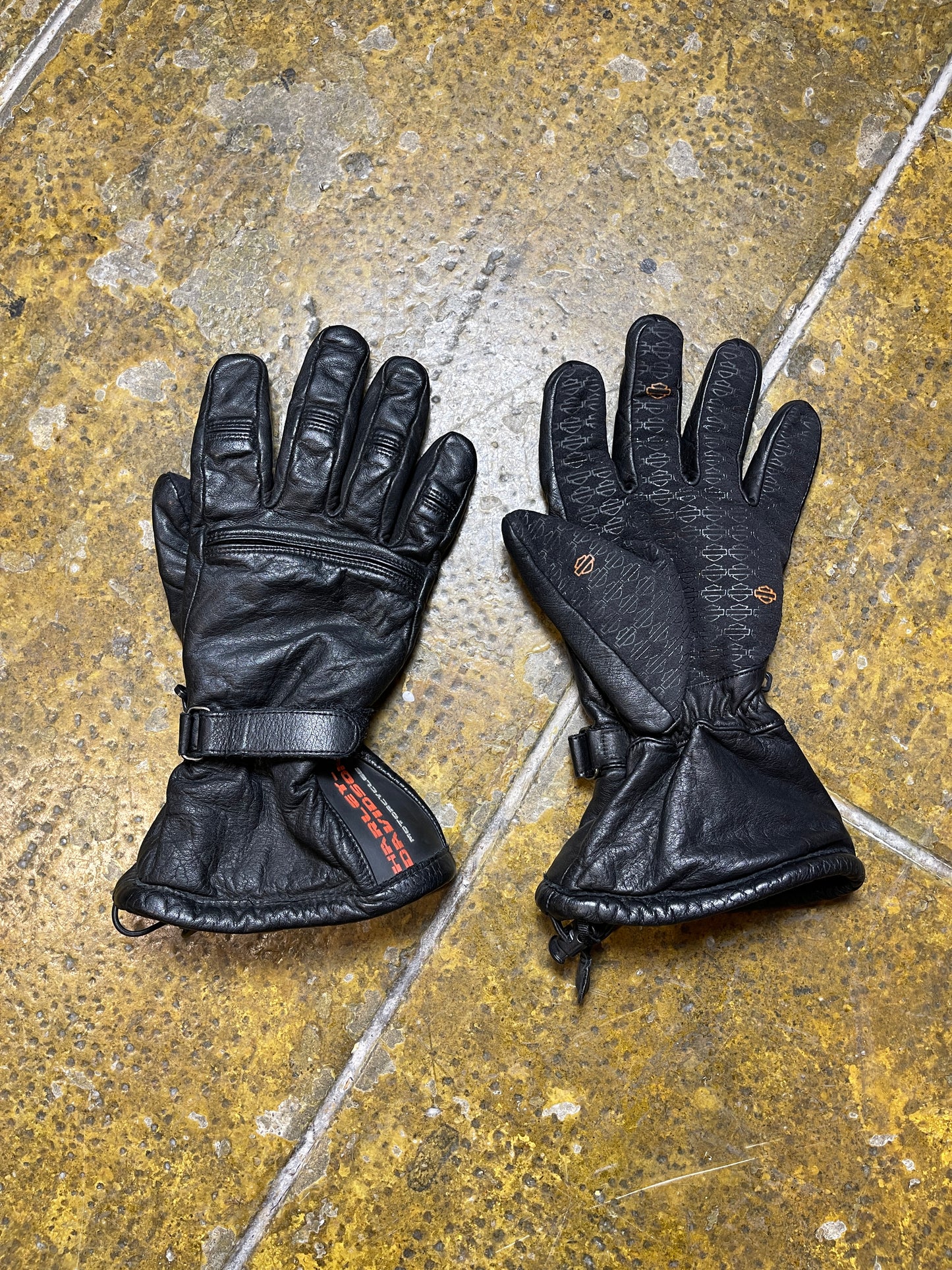 Vintage Harley Davidson Black Leather Motorcycle Gloves 1990s - M