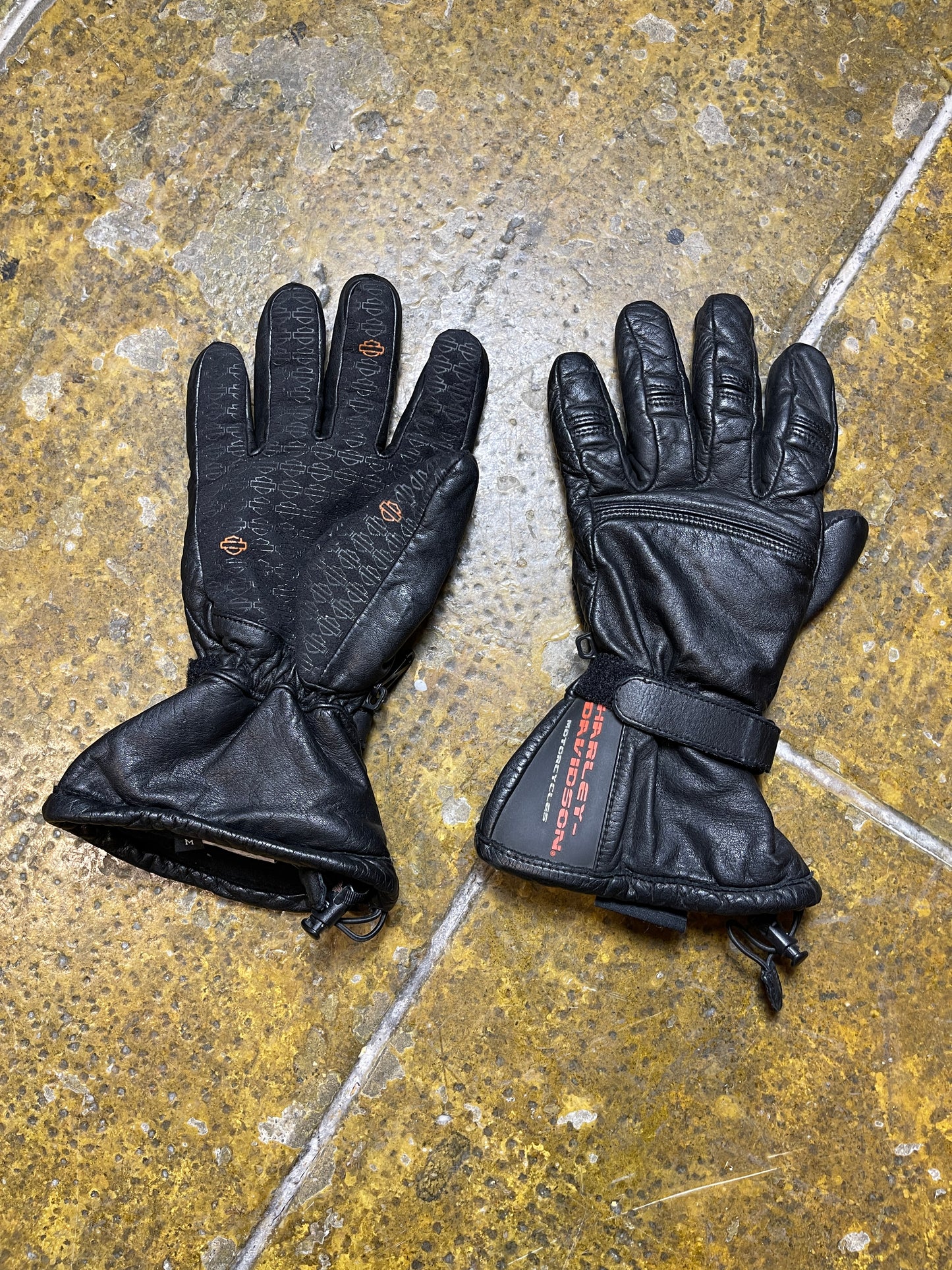 Vintage Harley Davidson Black Leather Motorcycle Gloves 1990s - M