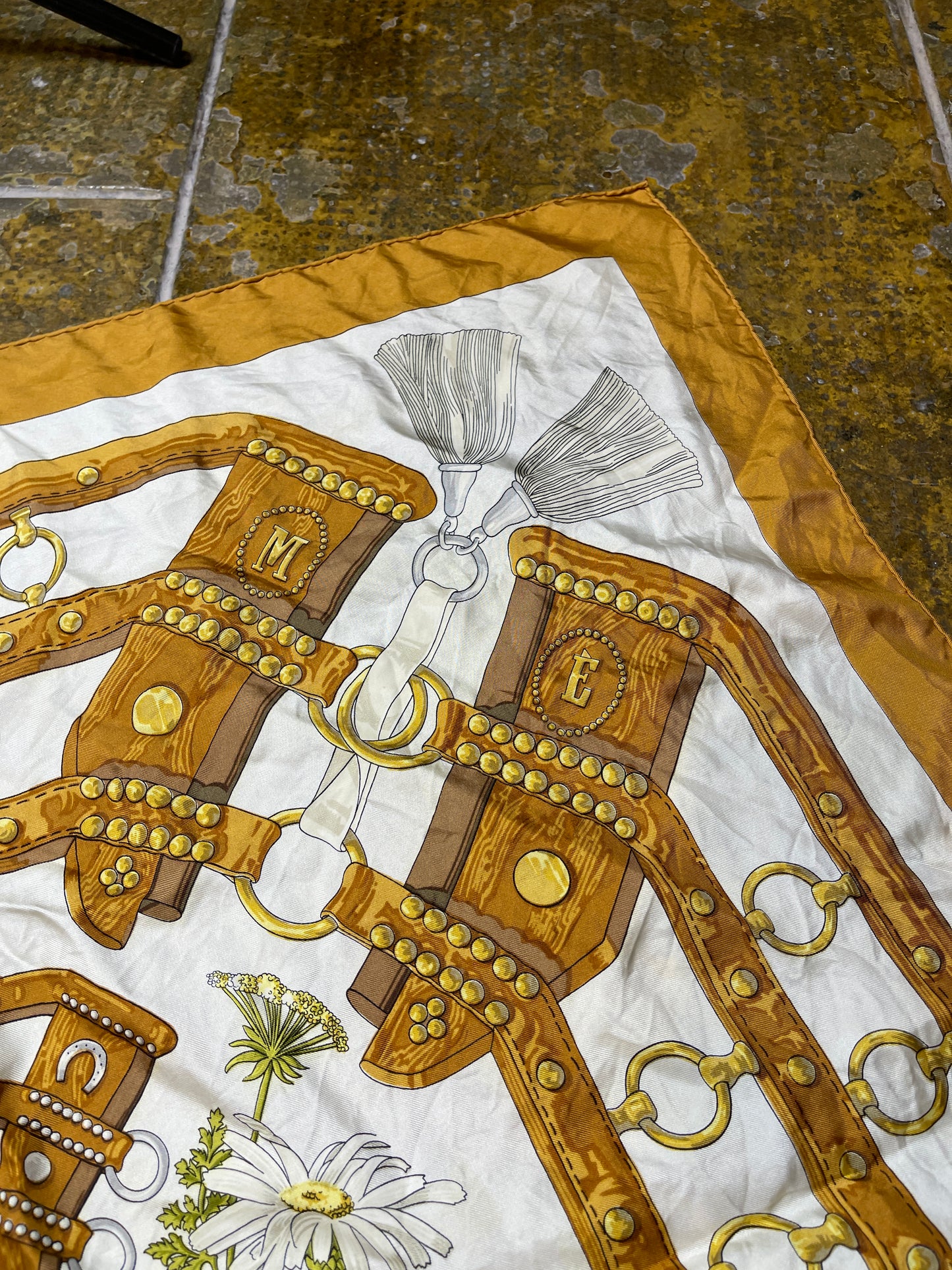 Vintage Hermes 'Aux Champs' Silk Scarf 1970 Caty Latham