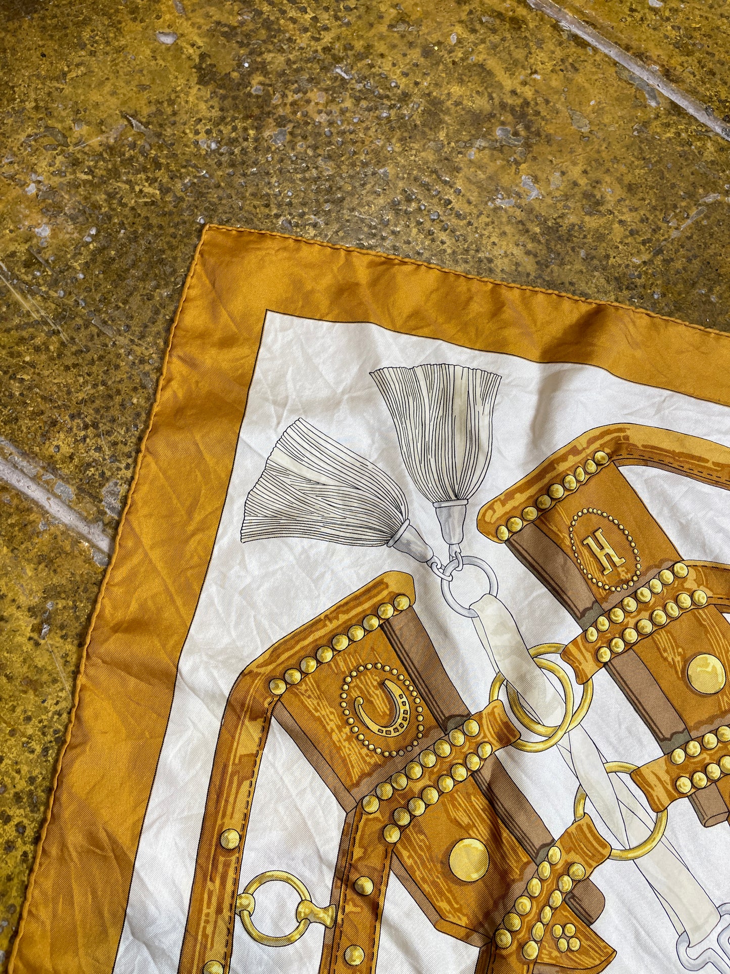 Vintage Hermes 'Aux Champs' Silk Scarf 1970 Caty Latham
