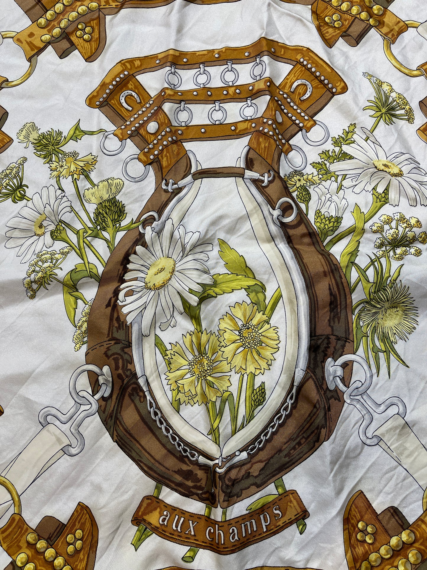 Vintage Hermes 'Aux Champs' Silk Scarf 1970 Caty Latham