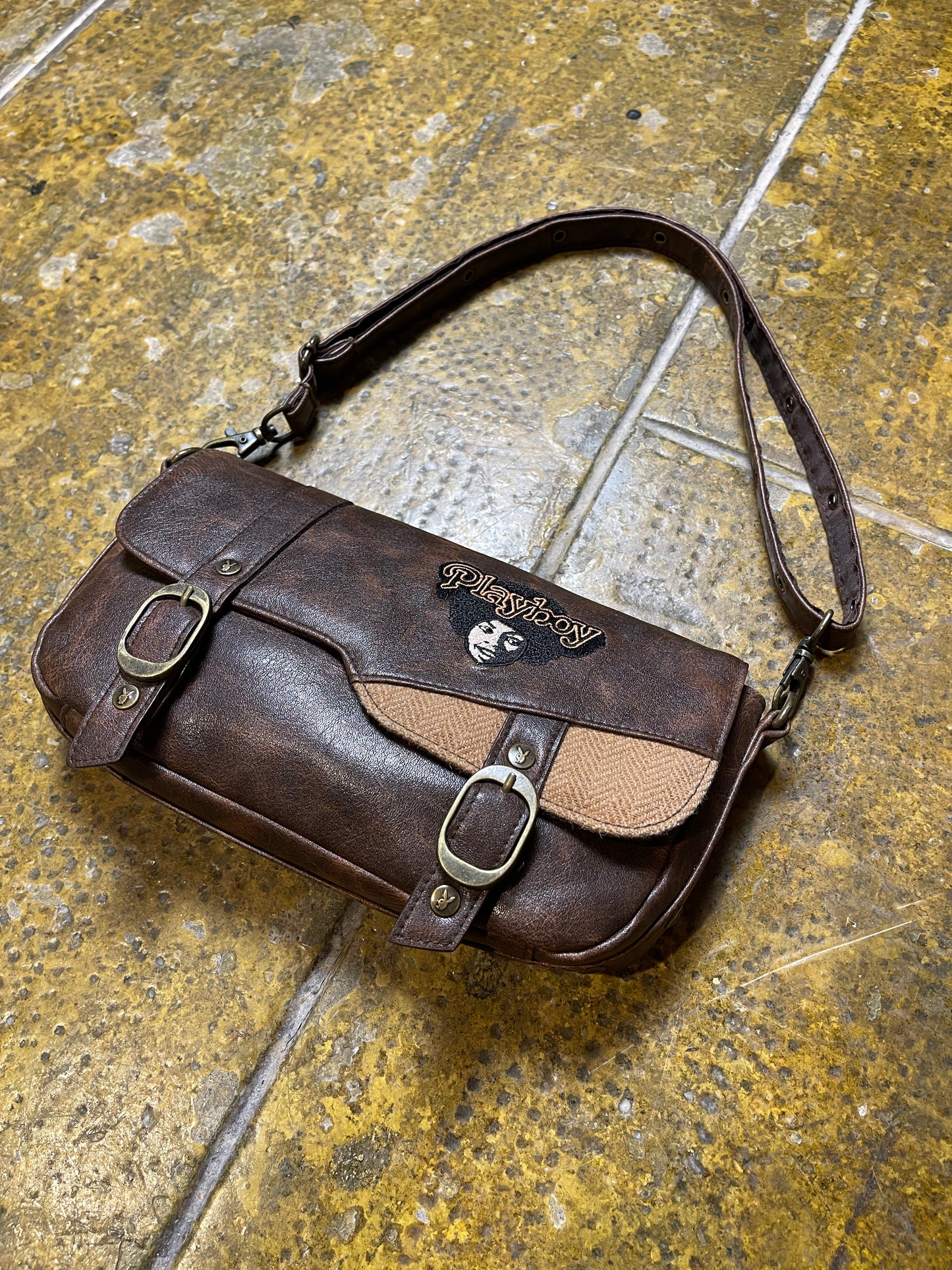 Playboy Shoulder Bag Brown Faux Leather 2004