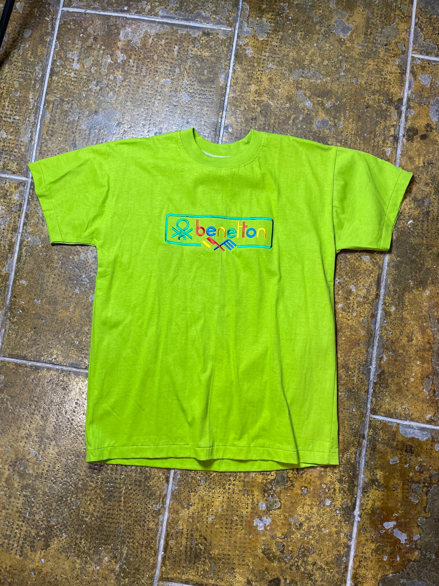 Vintage Benetton T-Shirt Singlestitch Green 1980s Deadstock - L