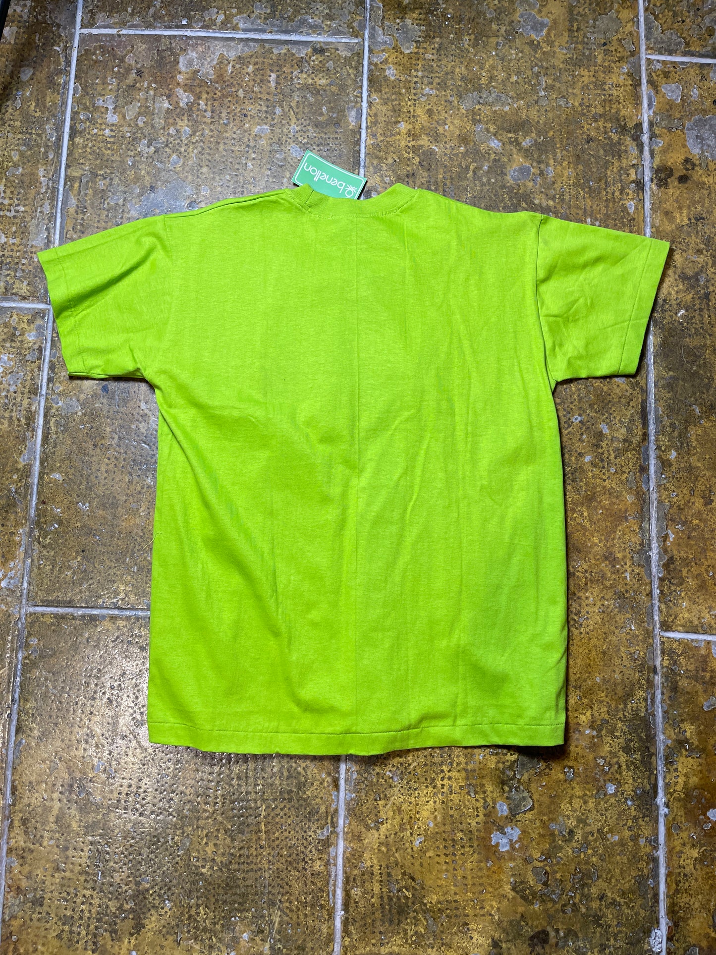 Vintage Benetton T-Shirt Singlestitch Green 1980s Deadstock - L