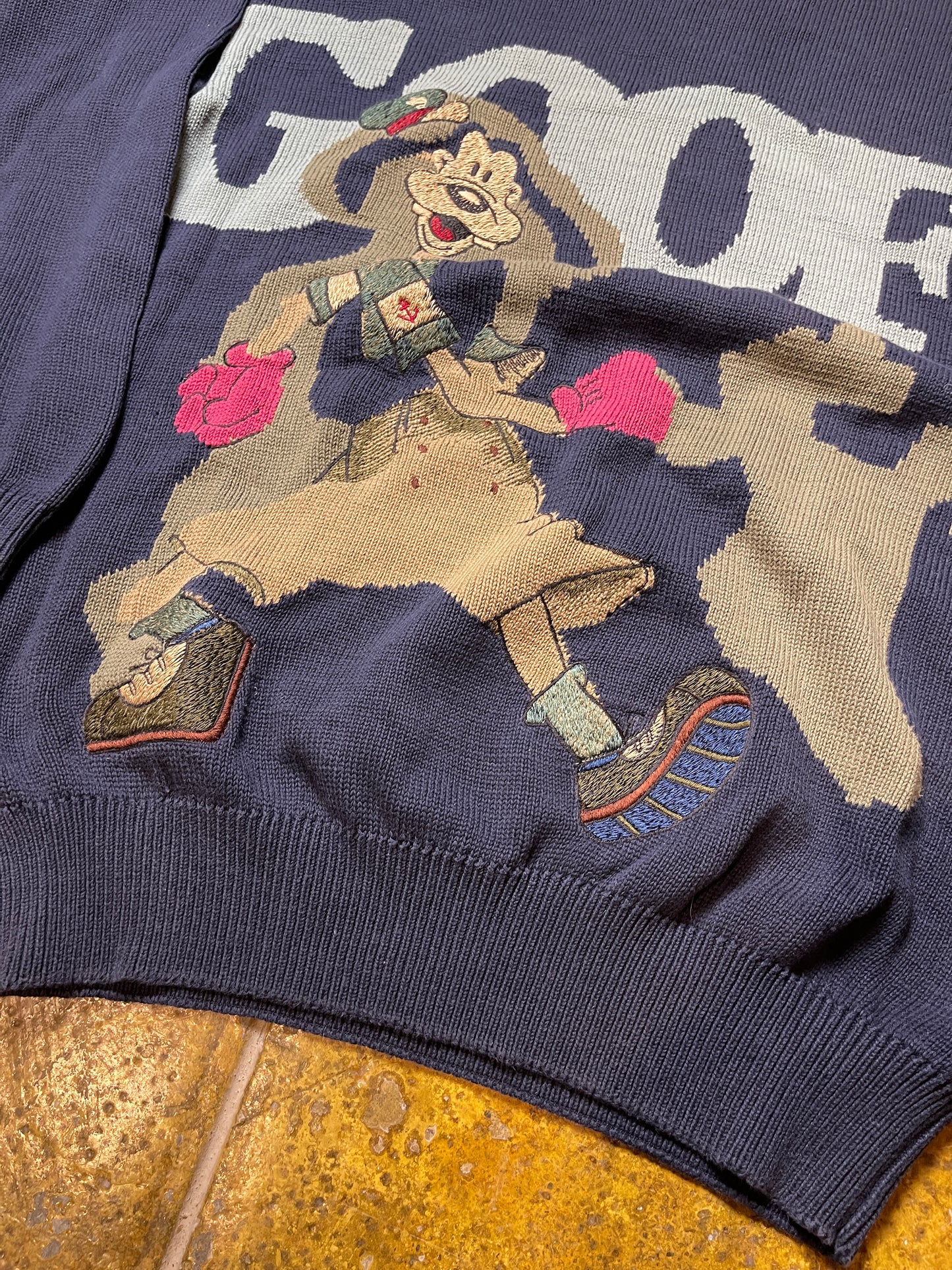 Vintage Iceberg Goofy Disney Knitted Sweatshirt Navy 1990s - XL