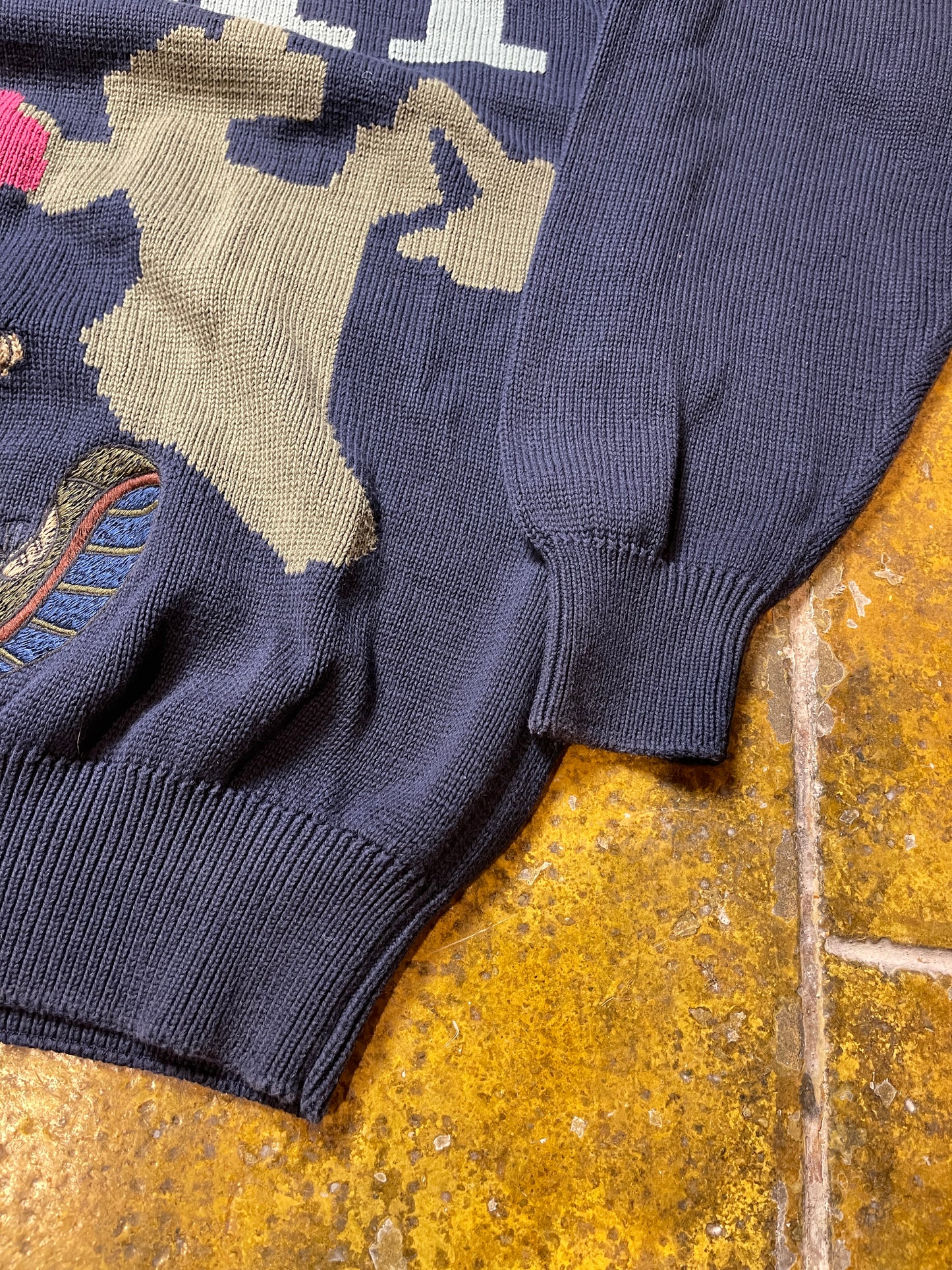 Vintage Iceberg Goofy Disney Knitted Sweatshirt Navy 1990s - XL