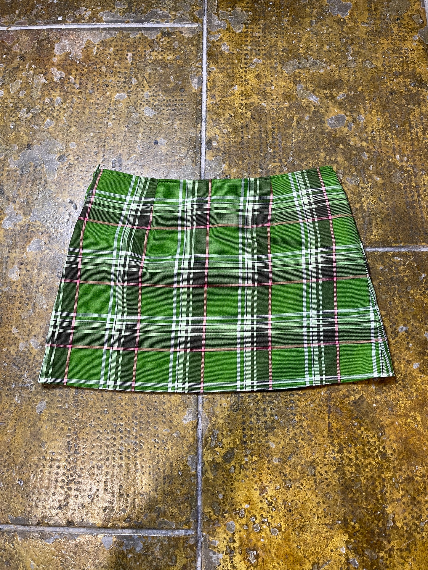 H&M Checkered Mini Skirt Green 2000s y2k - S