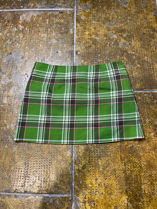 H&M Checkered Mini Skirt Green 2000s y2k - S