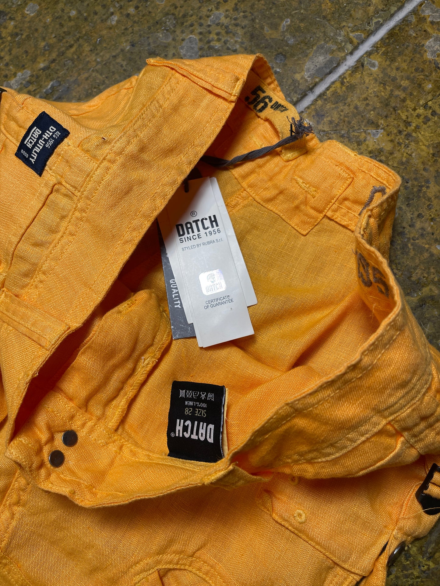 Datch Linen Low Waist Pants Summer Orange Cargo 2000s y2k - M