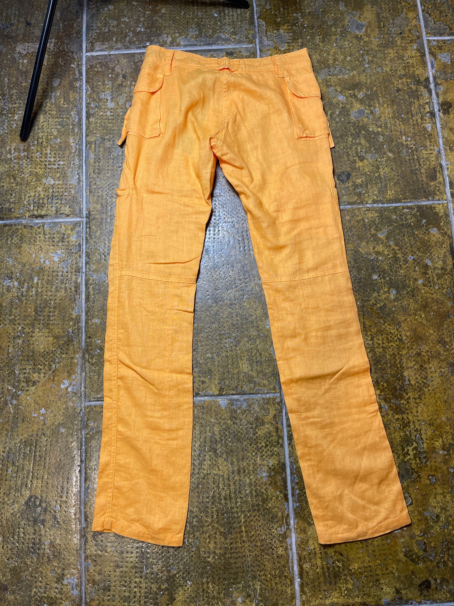 Datch Linen Low Waist Pants Summer Orange Cargo 2000s y2k - M