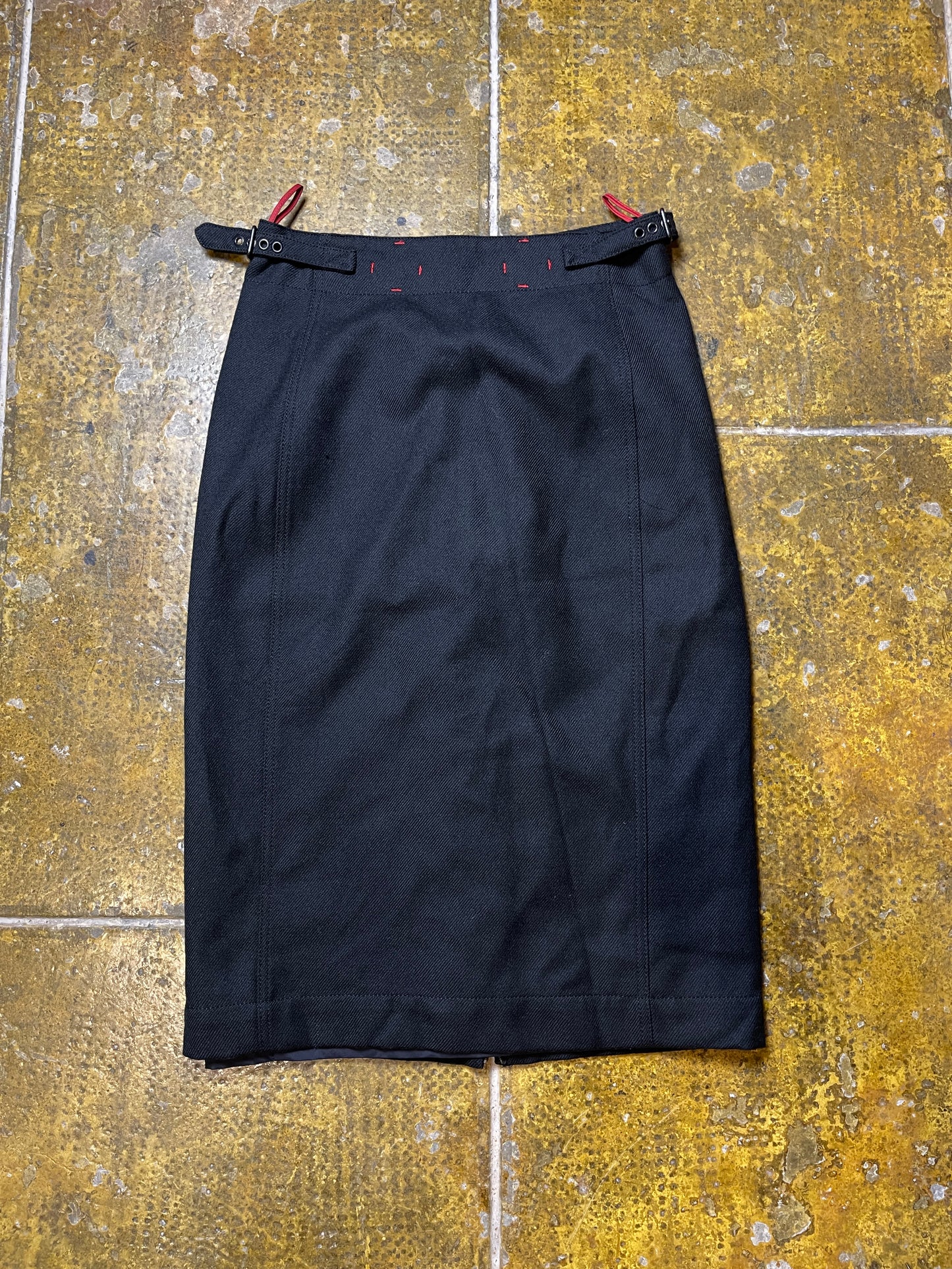 Prada Wool Pencil Skirt Virgin Wool Black 2000s y2k - M/L