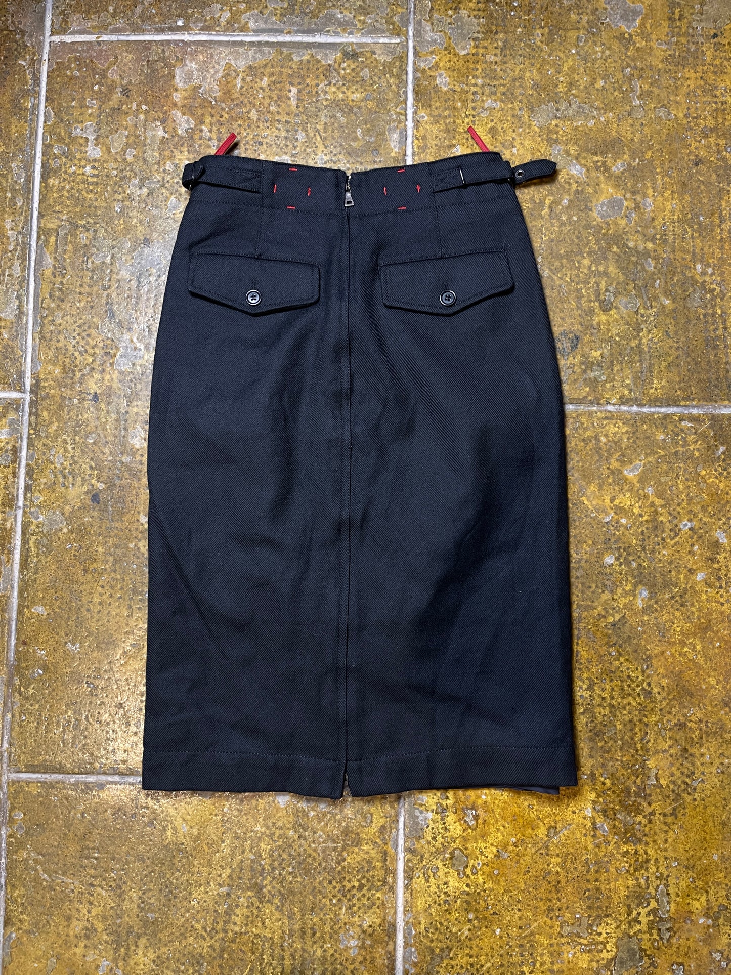 Prada Wool Pencil Skirt Virgin Wool Black 2000s y2k - M/L