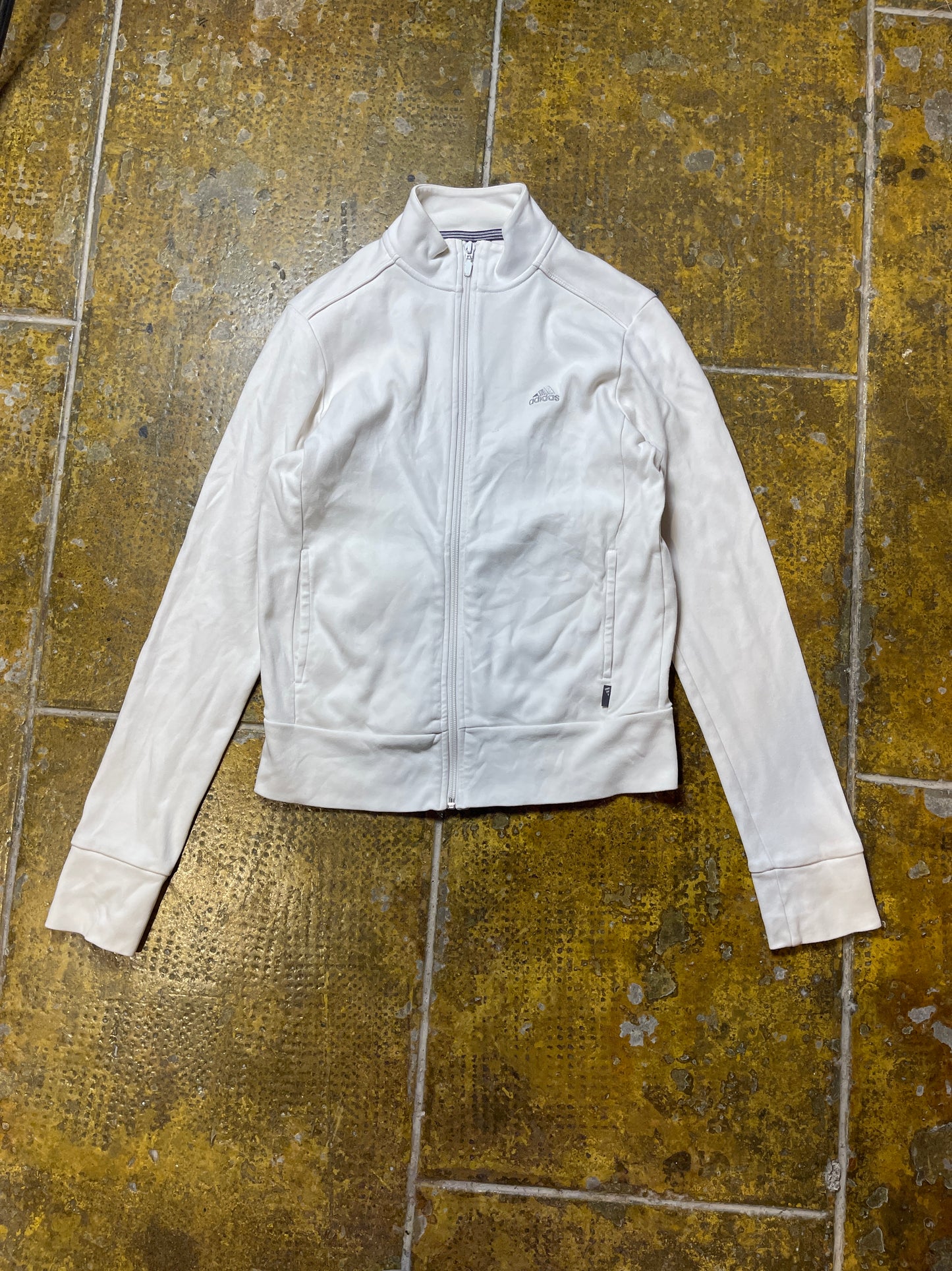 Adidas Sport Zip Through Sweatshirt White 2008 y2k - S