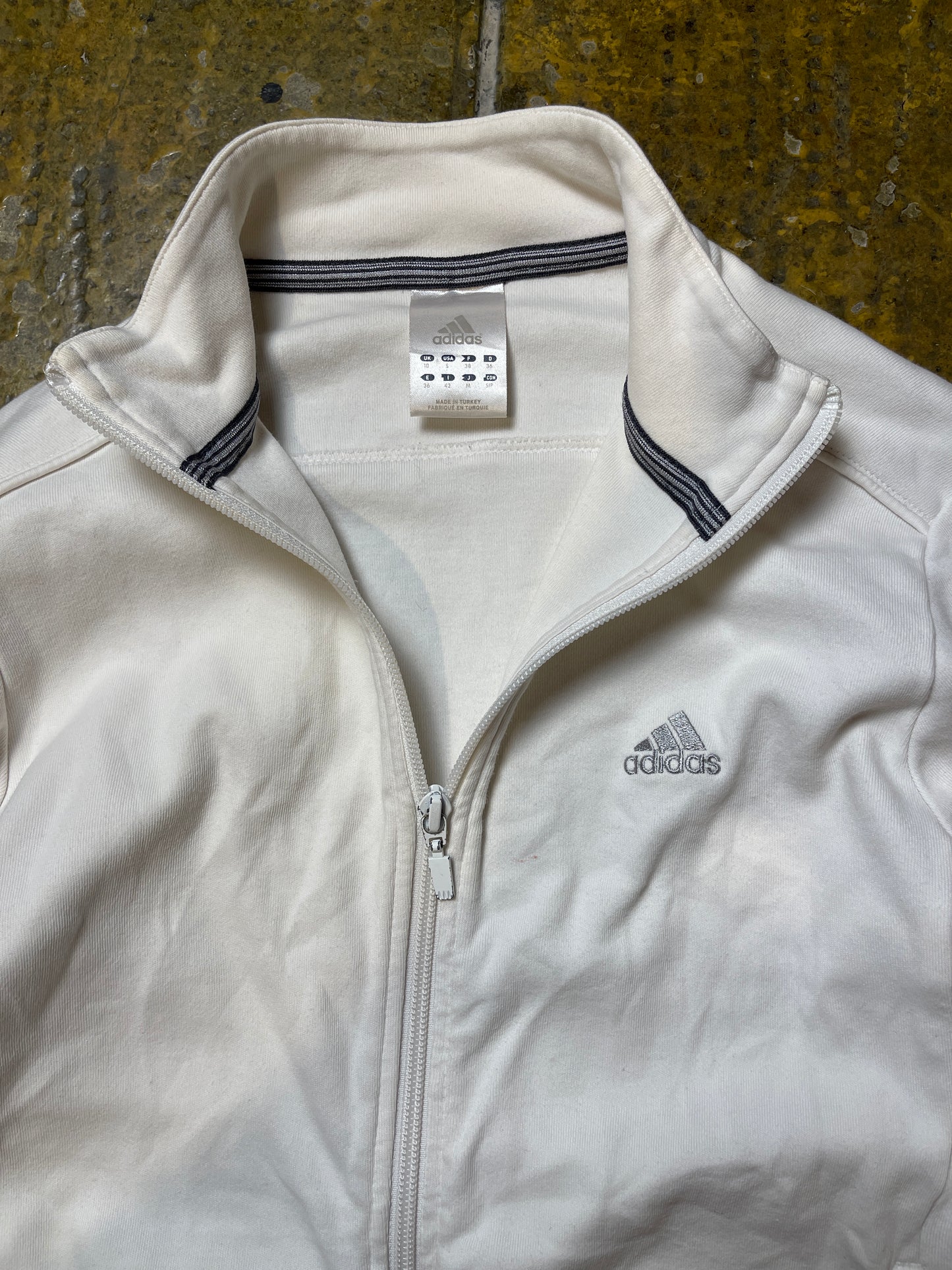 Adidas Sport Zip Through Sweatshirt White 2008 y2k - S