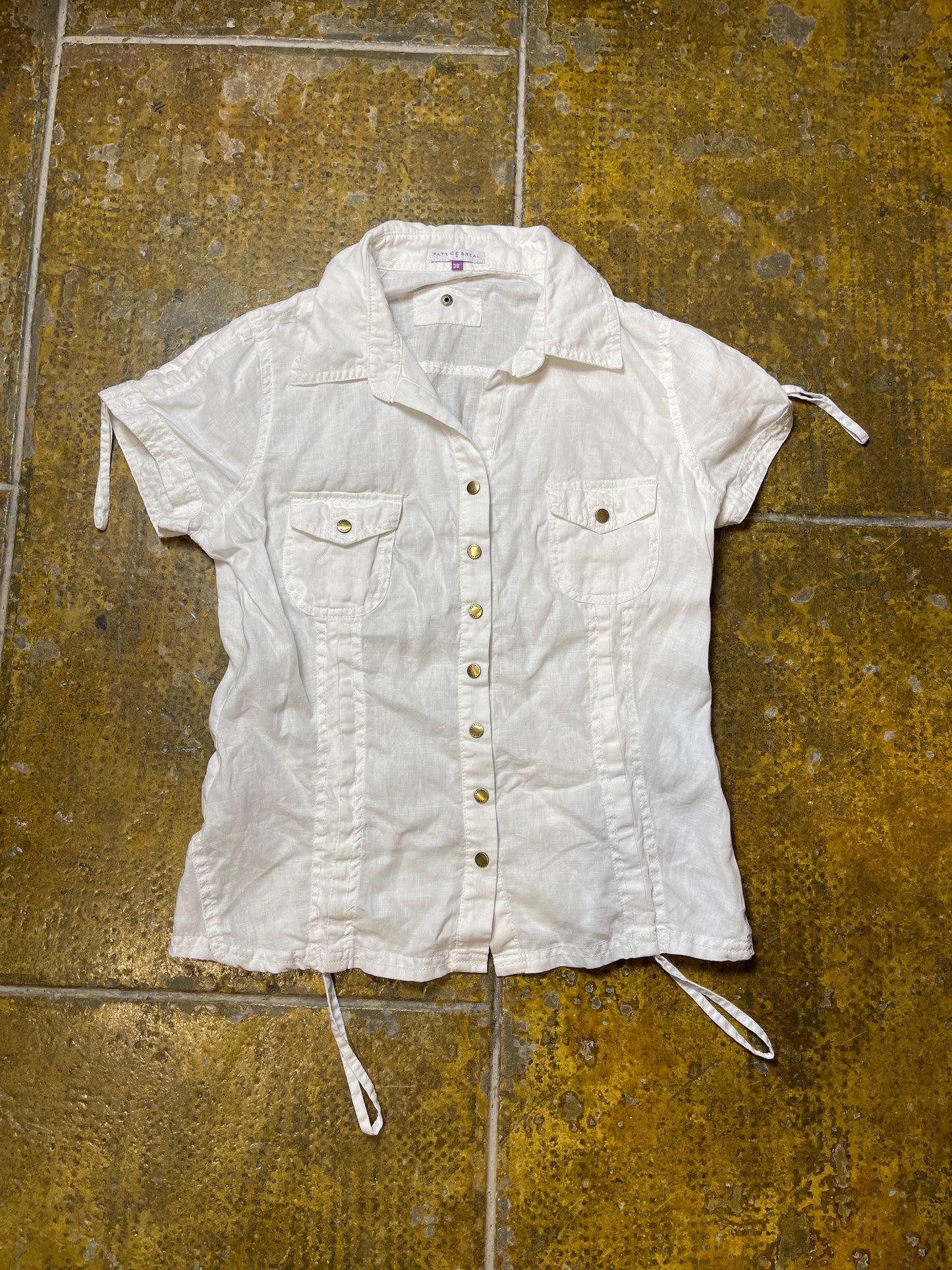 Patrice Breal Short Sleeve Top Linen White - M