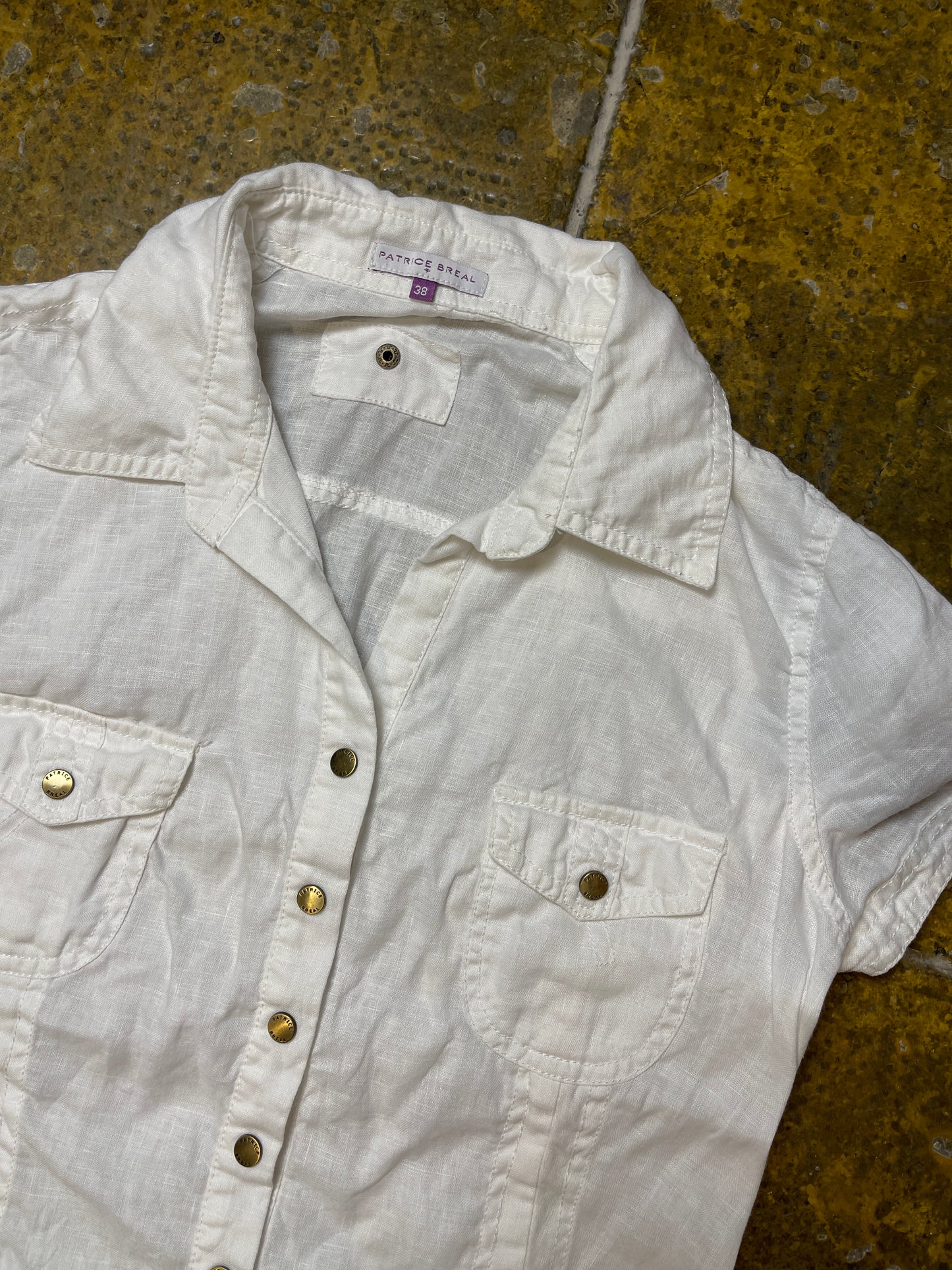 Patrice Breal Short Sleeve Top Linen White - M