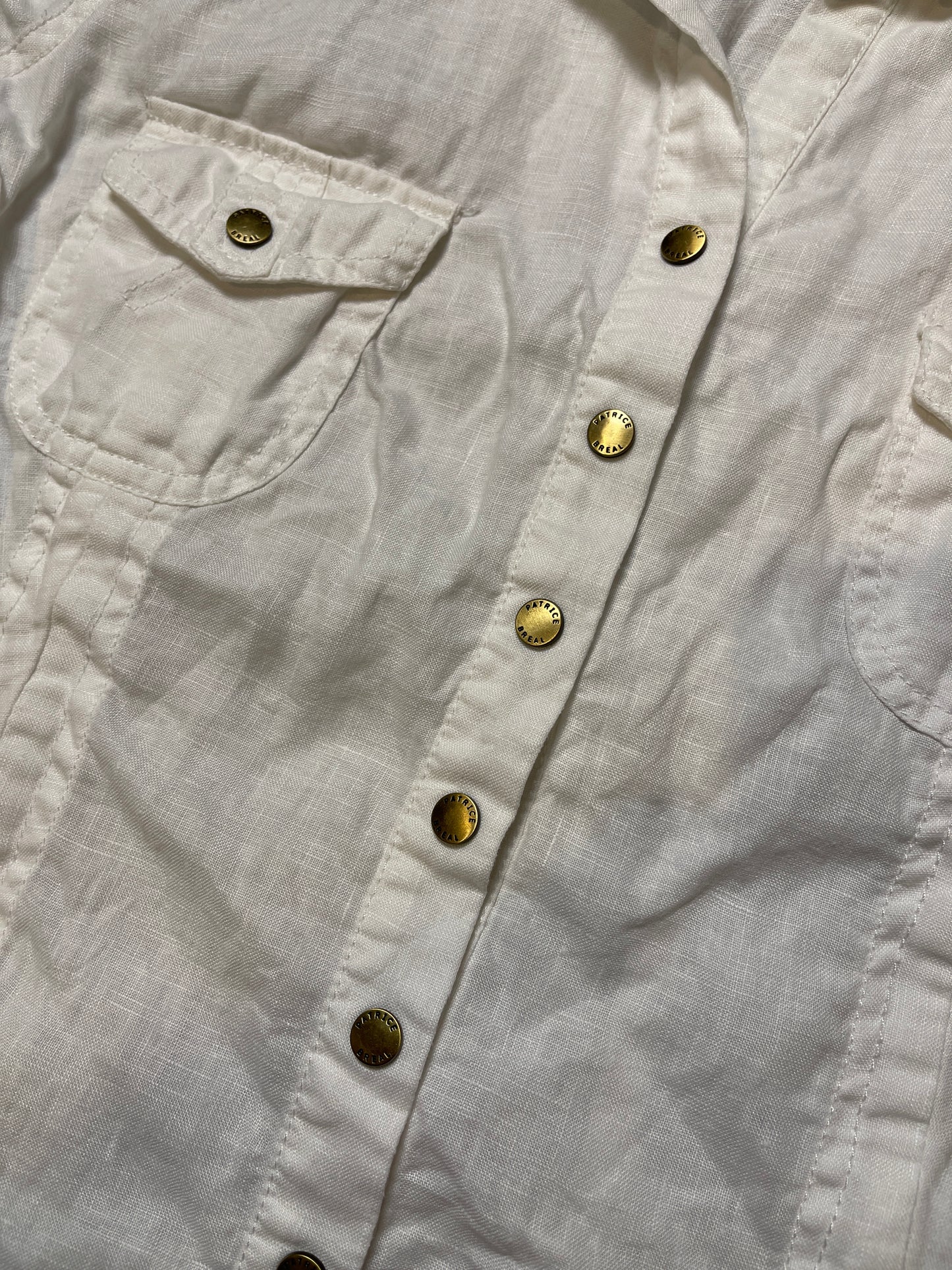 Patrice Breal Short Sleeve Top Linen White - M