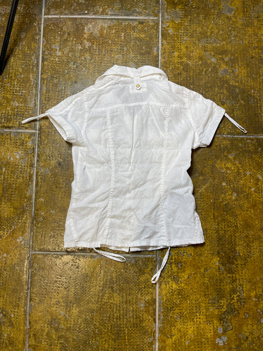 Patrice Breal Short Sleeve Top Linen White - M