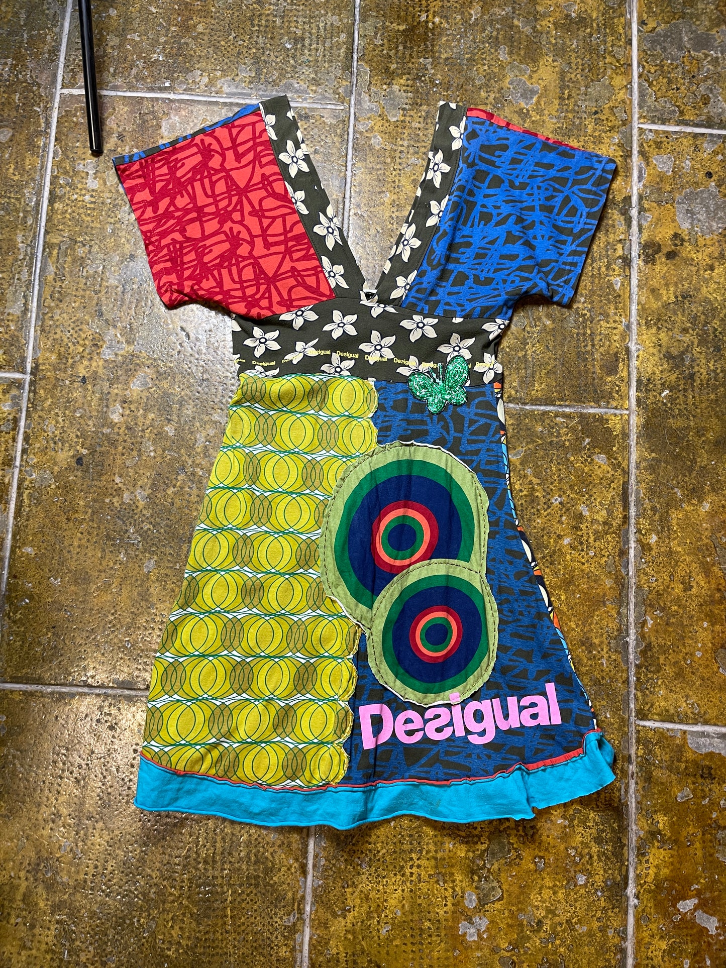 Desigual Short Sleeve Dress Multicolor 2000s y2k - M
