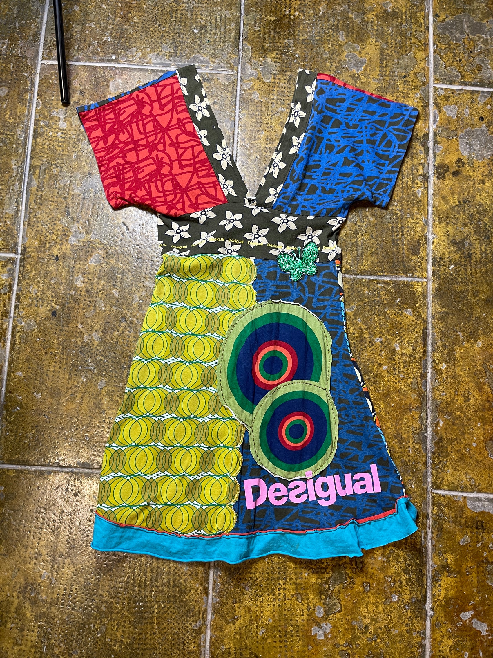 Desigual Short Sleeve Dress Multicolor 2000s y2k - M