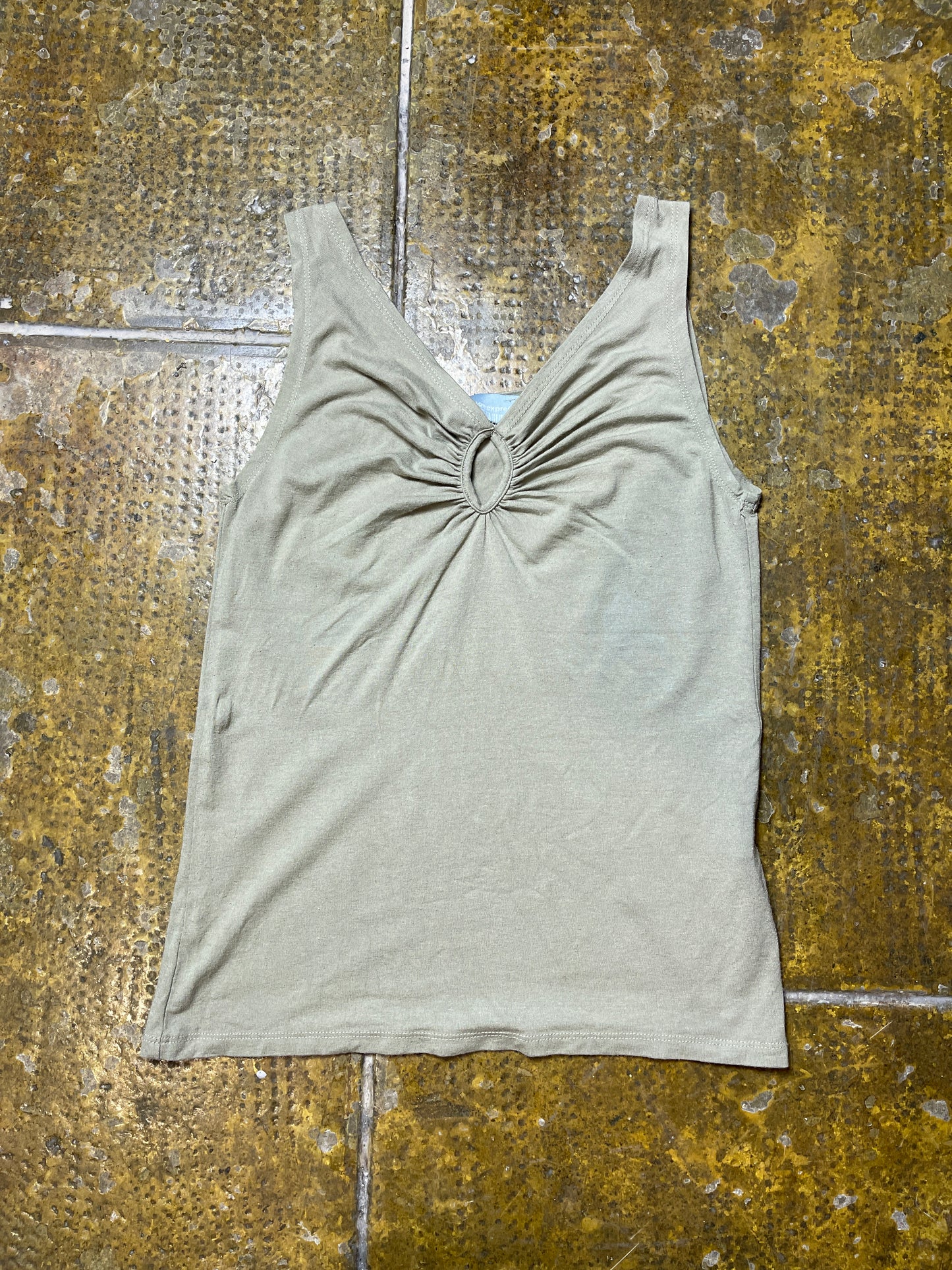 Fashion Express Sleeveless Top Khaki 2000s y2k - S