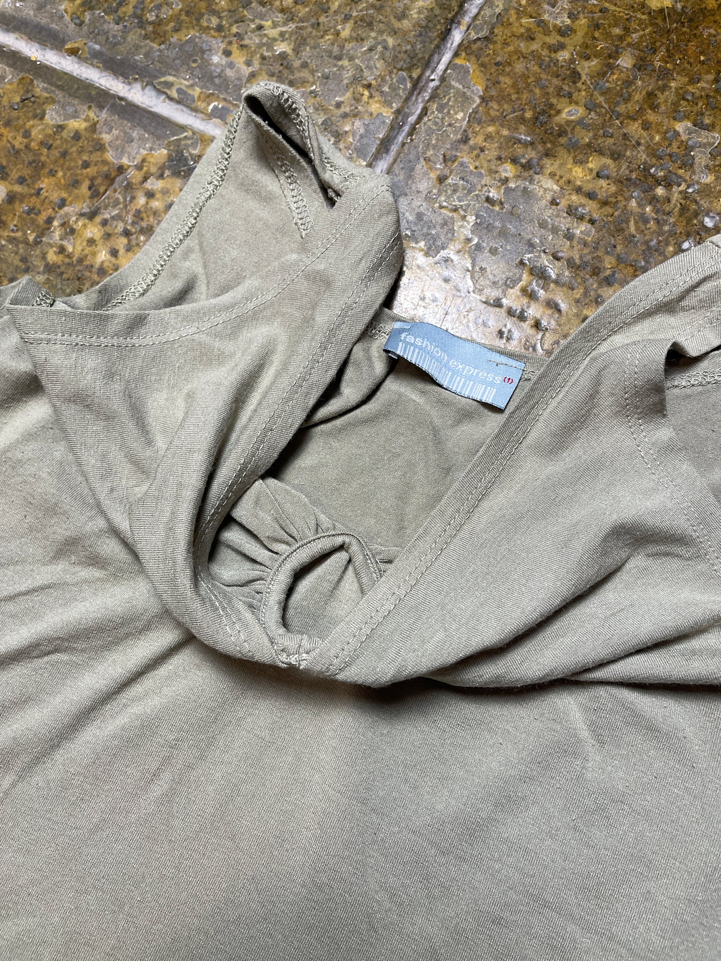 Fashion Express Sleeveless Top Khaki 2000s y2k - S