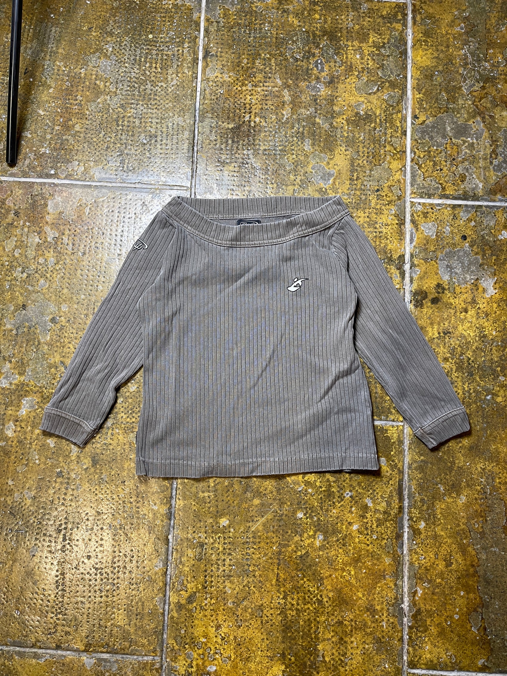 Fly Up Short Sleeve Sweatshirt Brown Gray 2000s y2k - S