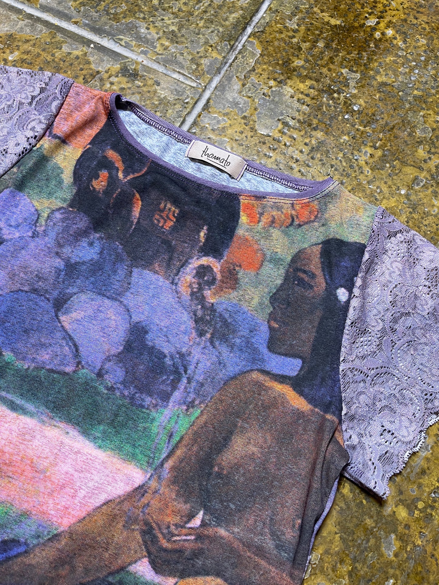 Thamato Short Sleeve Top see through Multicolor 2000s y2k - S