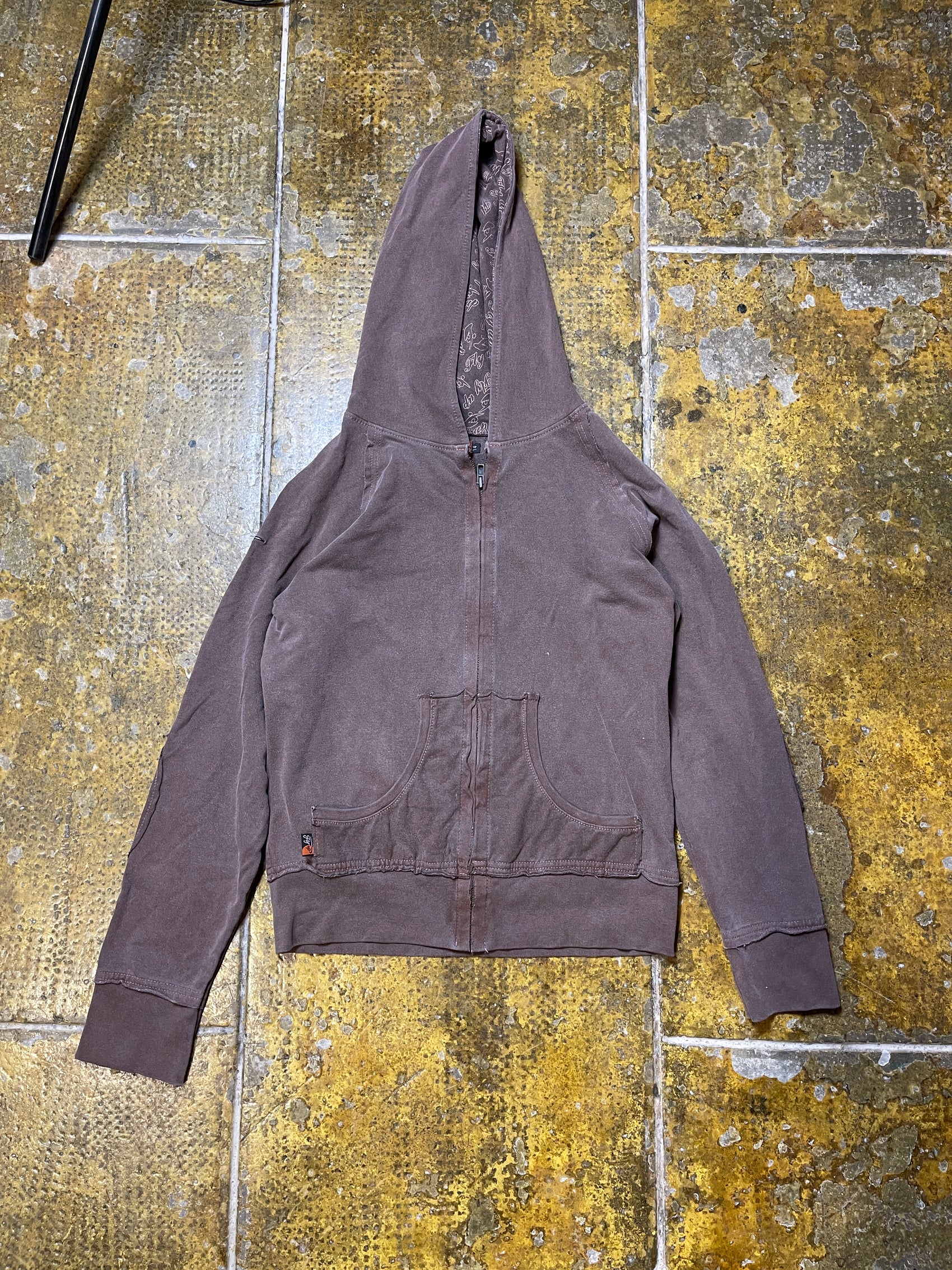 Fly Up Zip Through Hoodie Brown 2000s y2k - XS