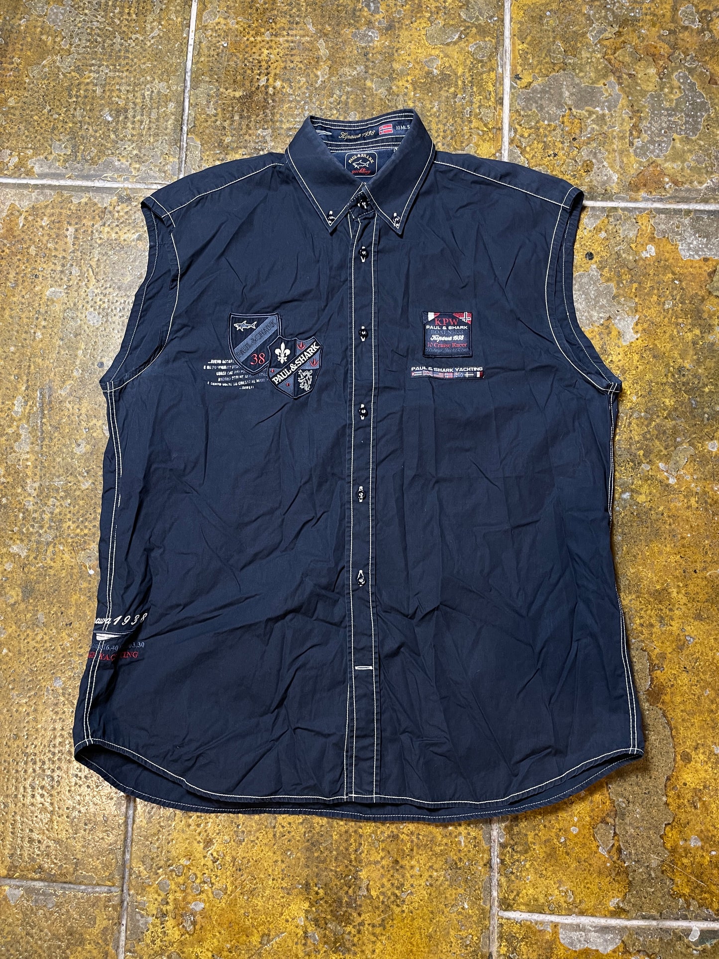 Paul & Shark Sleeveless Shirt Navy 2000s y2k - XL/XXL