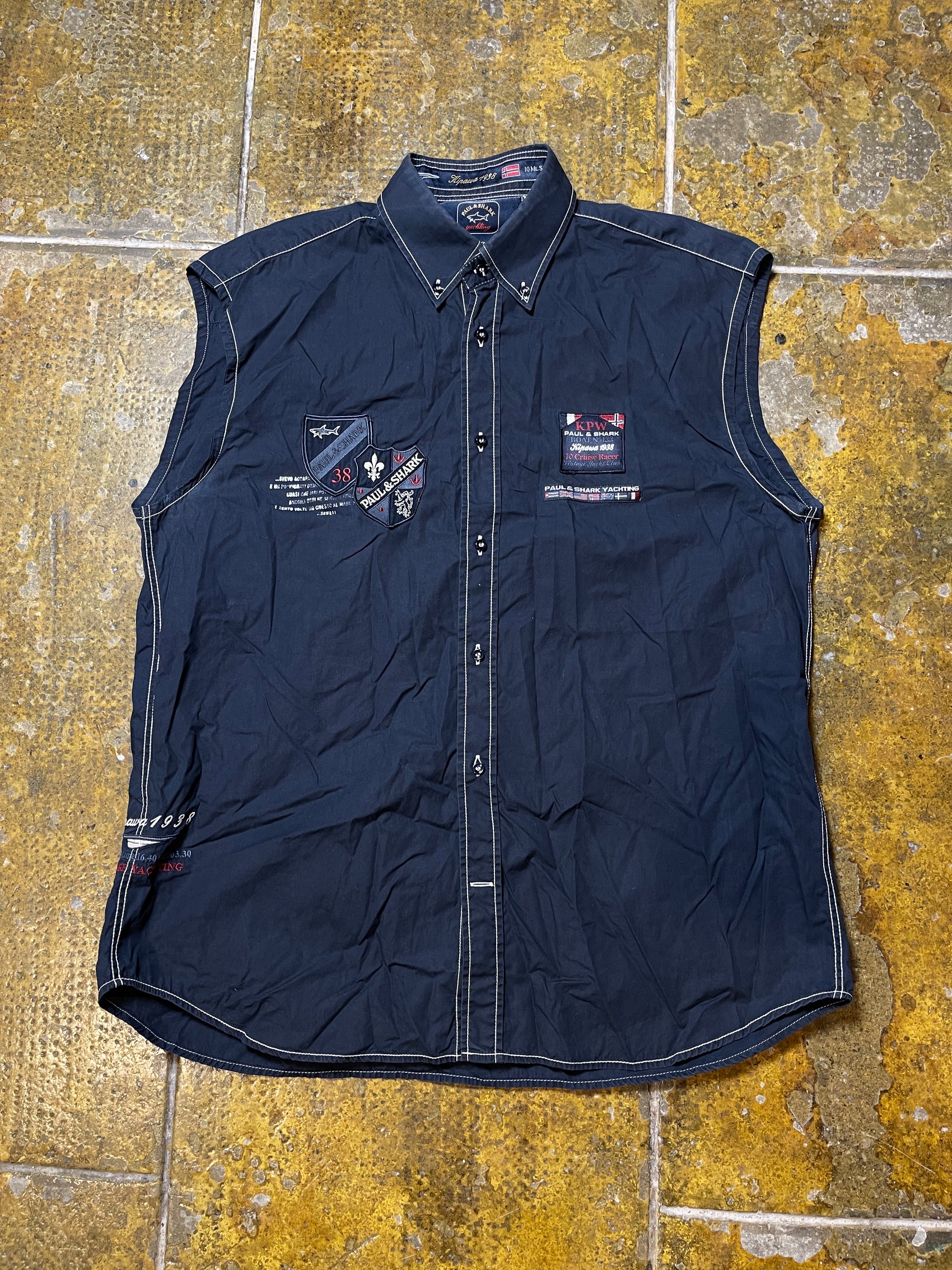 Paul & Shark Sleeveless Shirt Navy 2000s y2k - XL/XXL