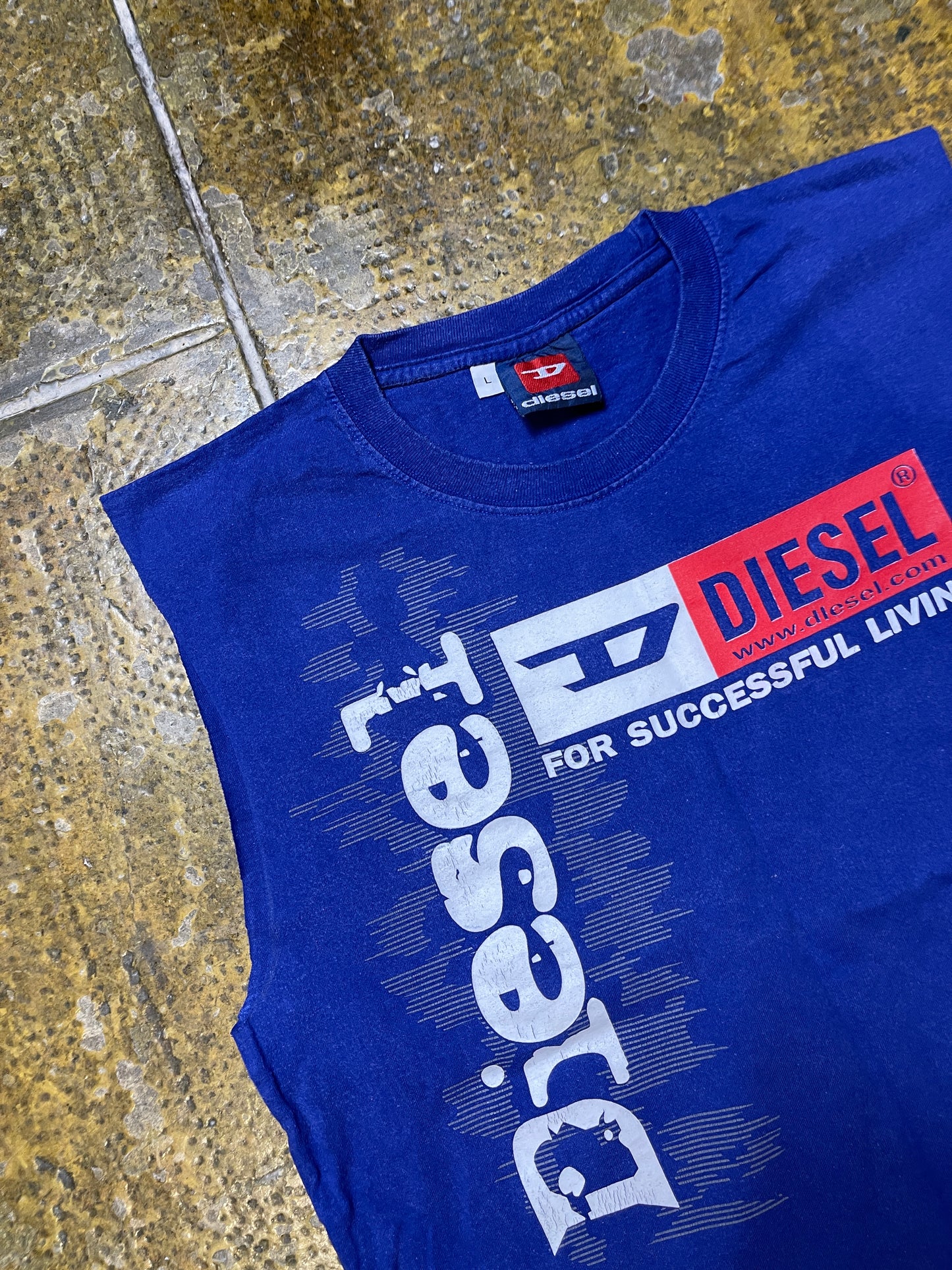 Diesel Tank Top Blue 2000s y2k - L