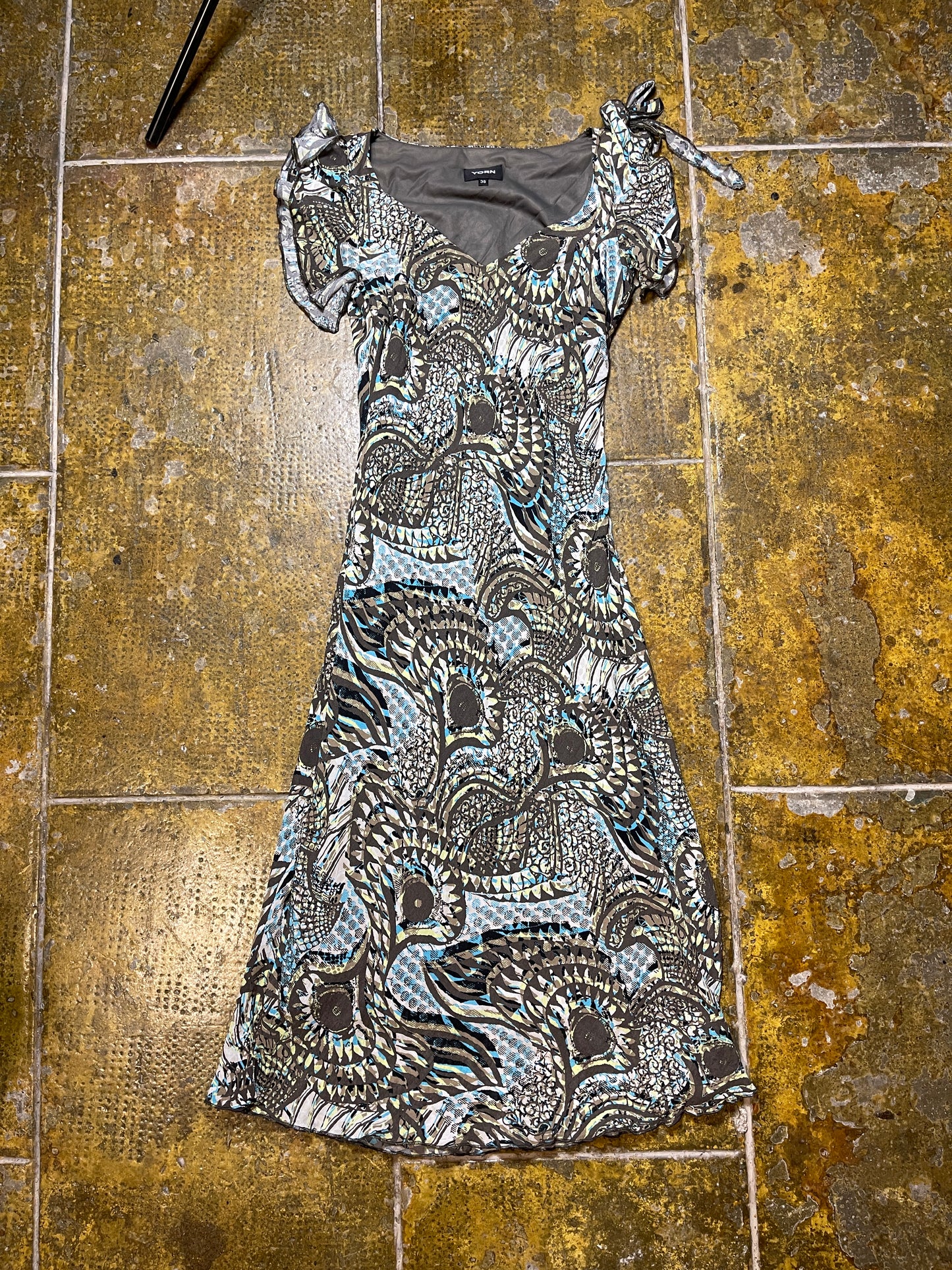 Yorn Sleeveless Summer Dress Brown Multicolor 2000s y2k Fairy - M